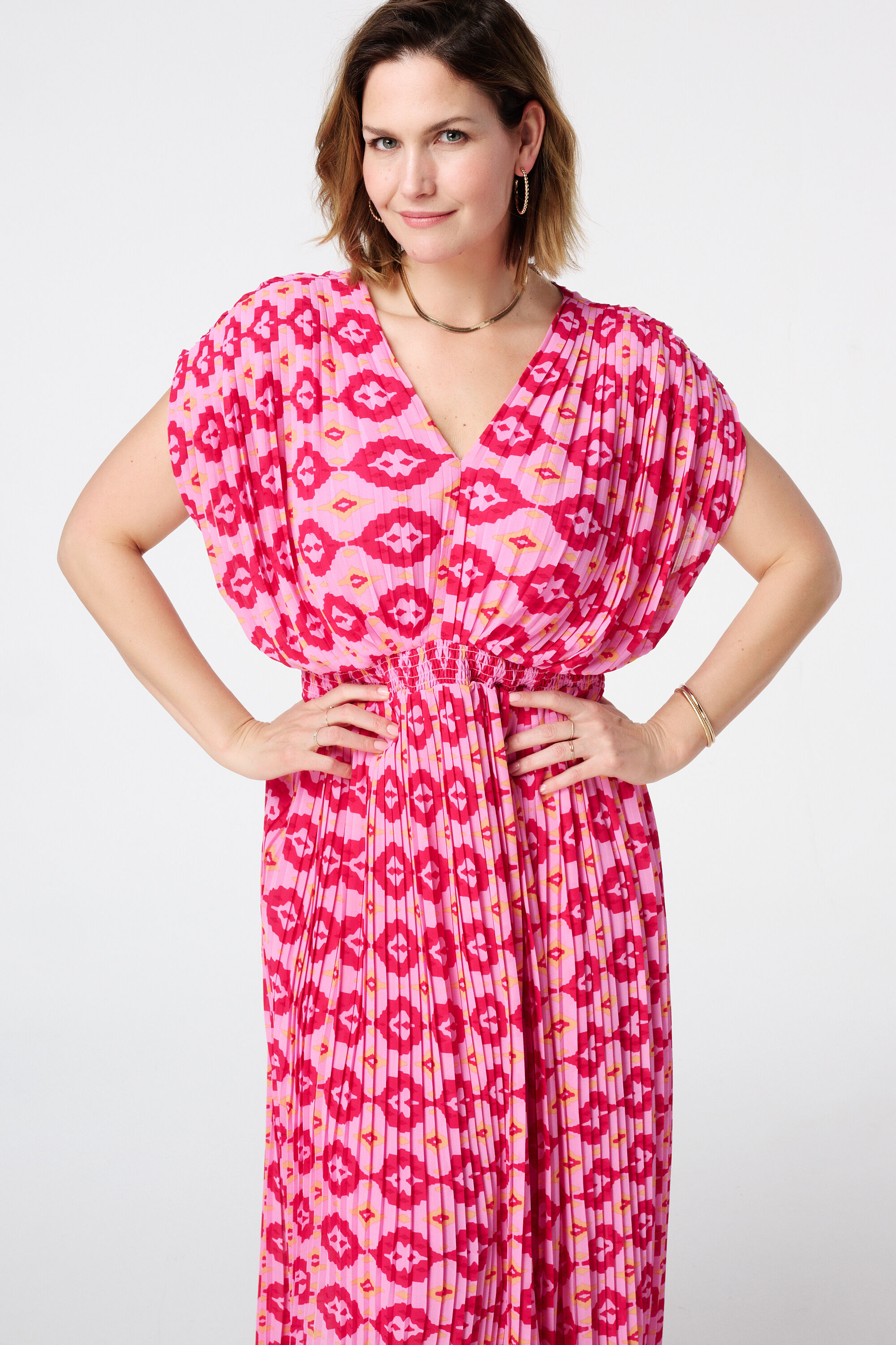 Plisse jurk met print image number 4