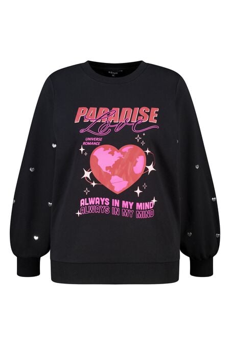Sweater met print en hartjes Sweater met print en hartjes