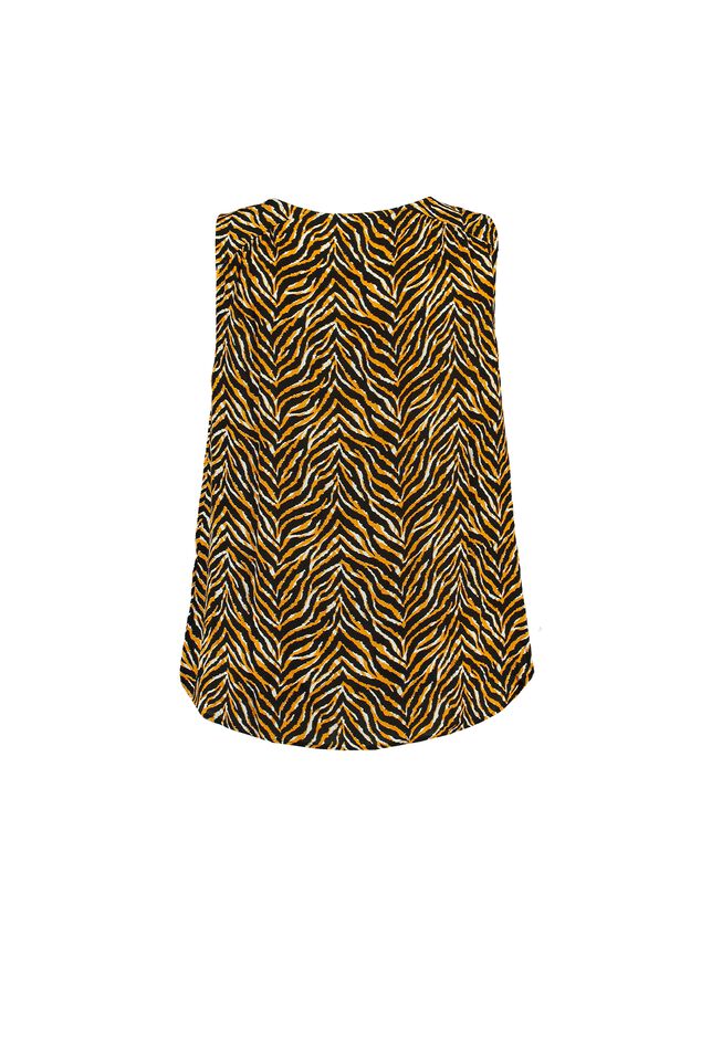 Mouwloze blouse met animalprint image number 2