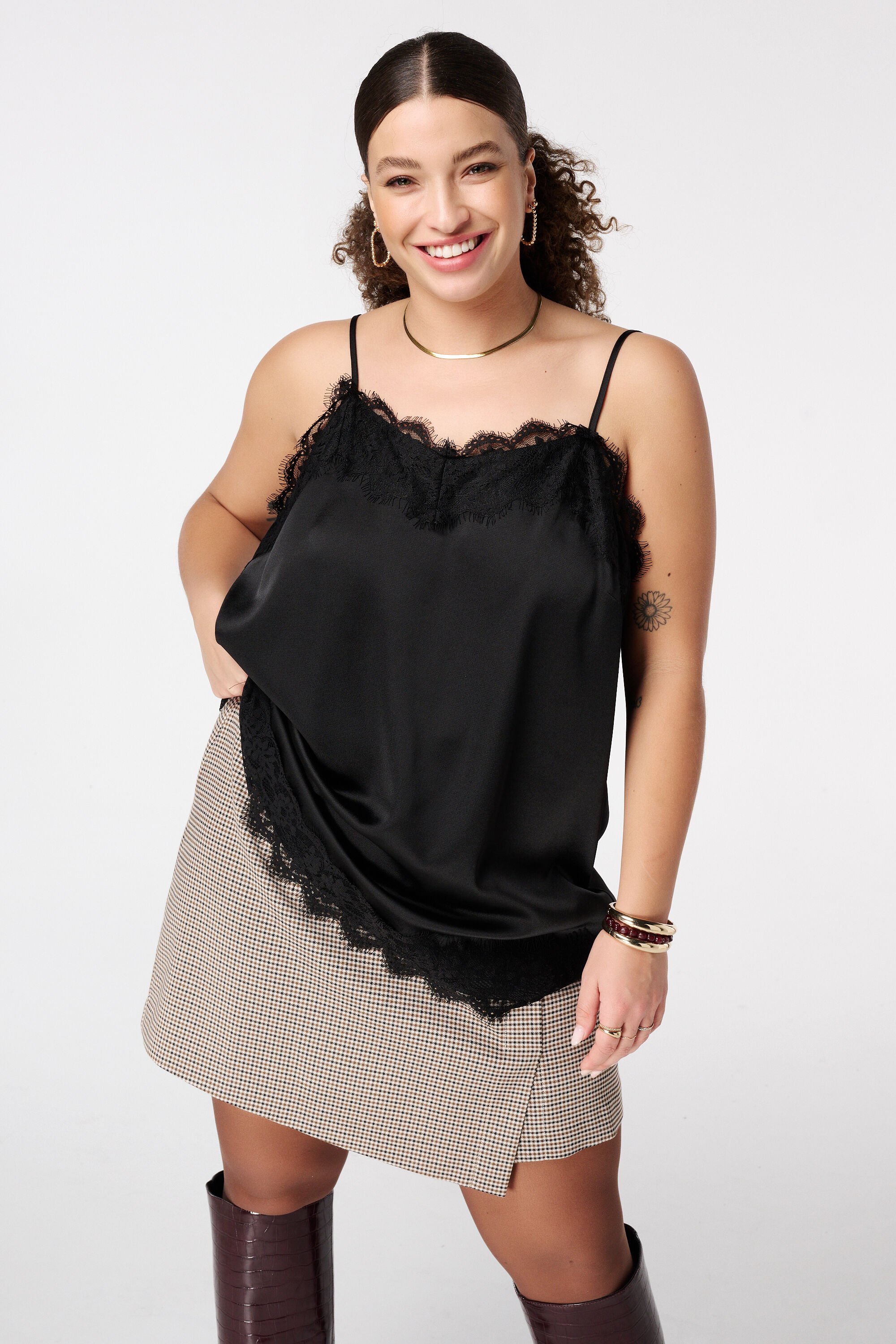 Spaghetti blouse met kant