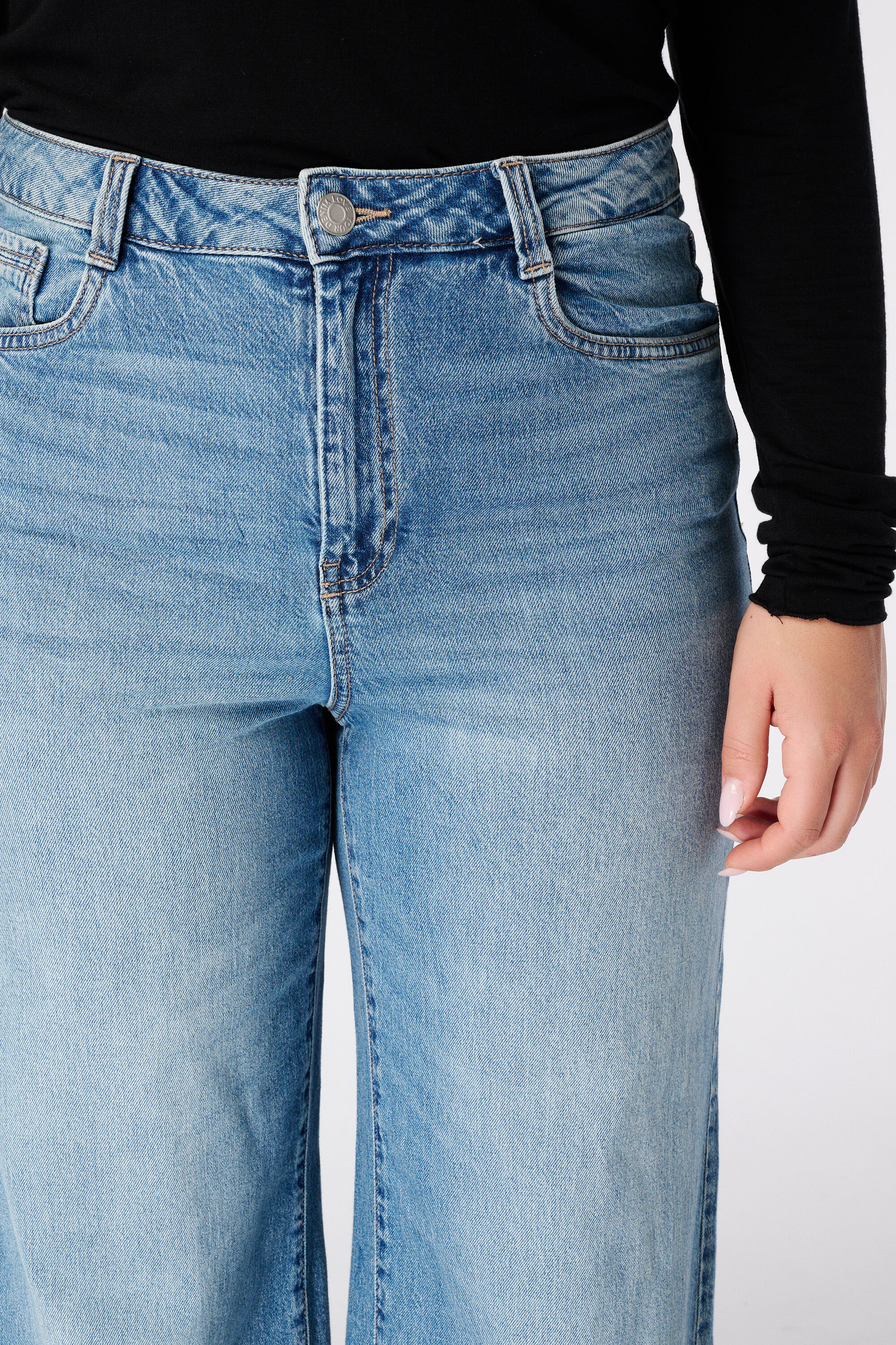 Wide leg jeans met hoge taille image number 4
