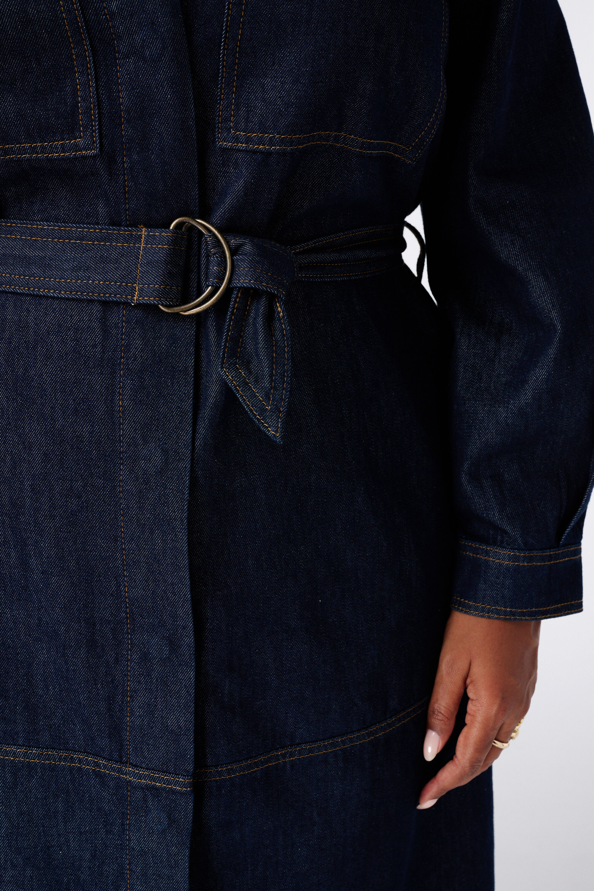 Maxi denim jurk met ceintuur image number 3