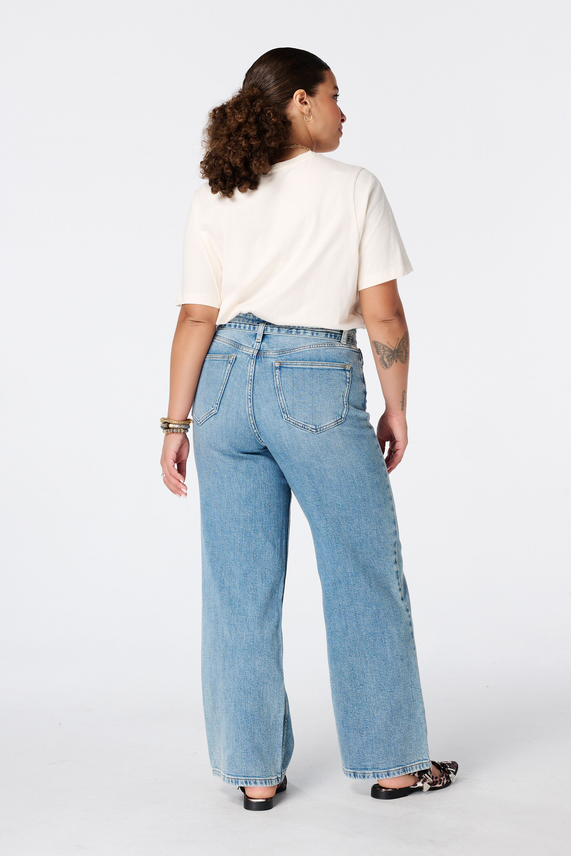 Wide leg jeans met riempje image number 3