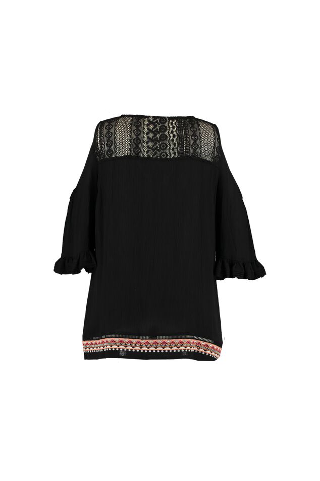 Cold shoulder blouse met borduursel image number 2