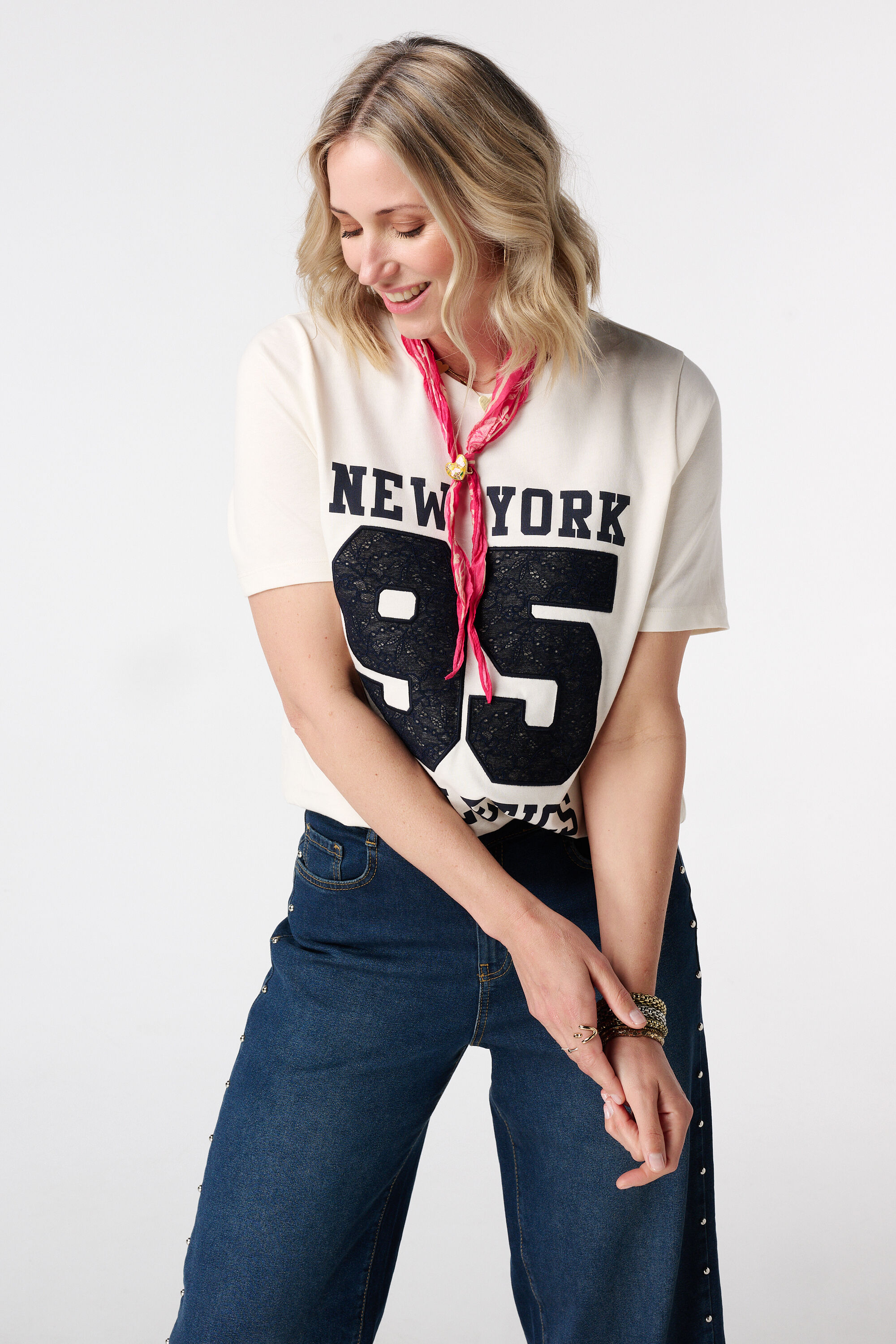 T-shirt met kanten print