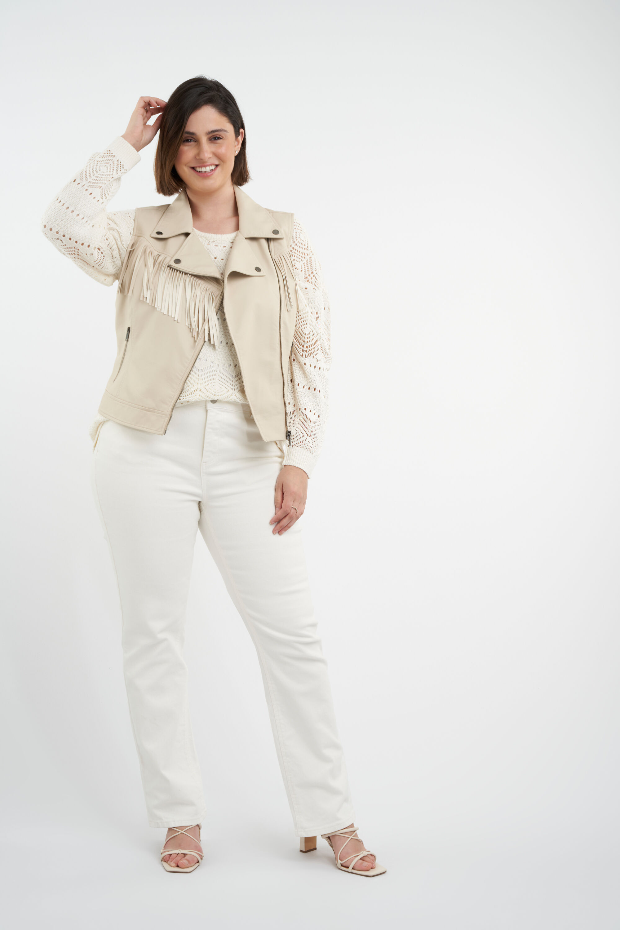 Imitatieleren gilet met franjes image number 5