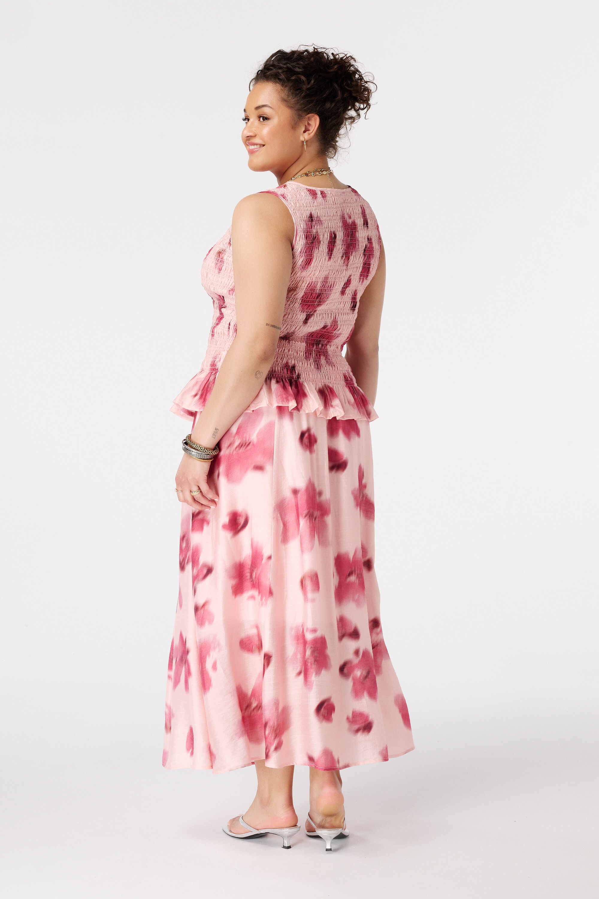 Rok in satijnlook met bloemenprint image number 3