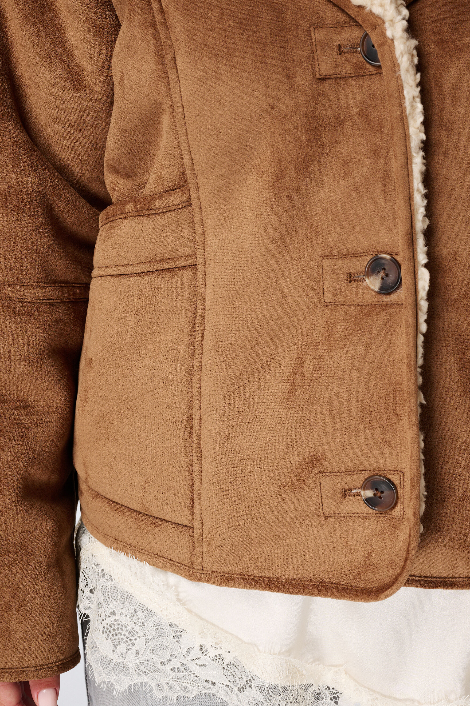 Jas in suedine look met teddy kraag  image number 6