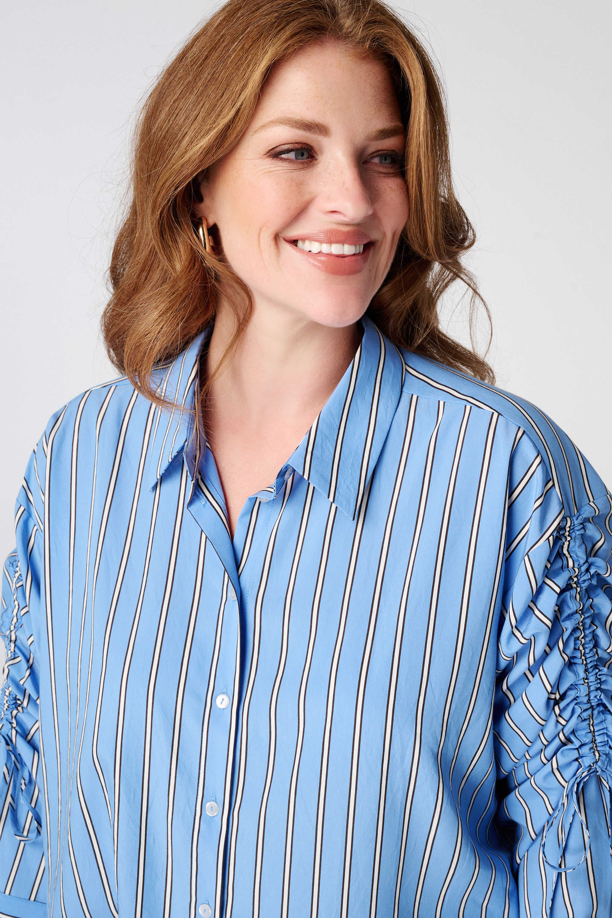 Gestreepte blouse met drawstring image number 2