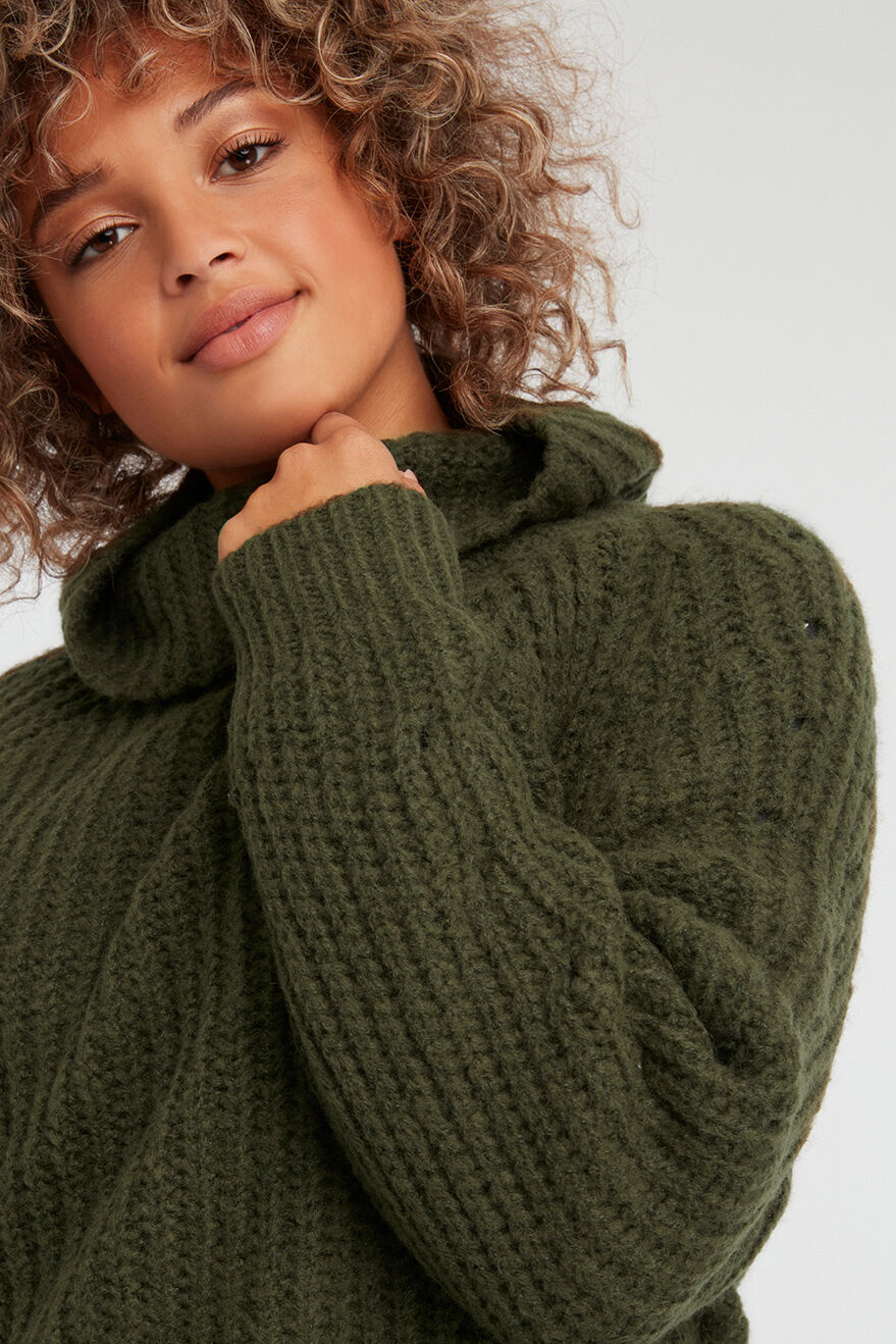 Grof gebreide trui met col image number 5