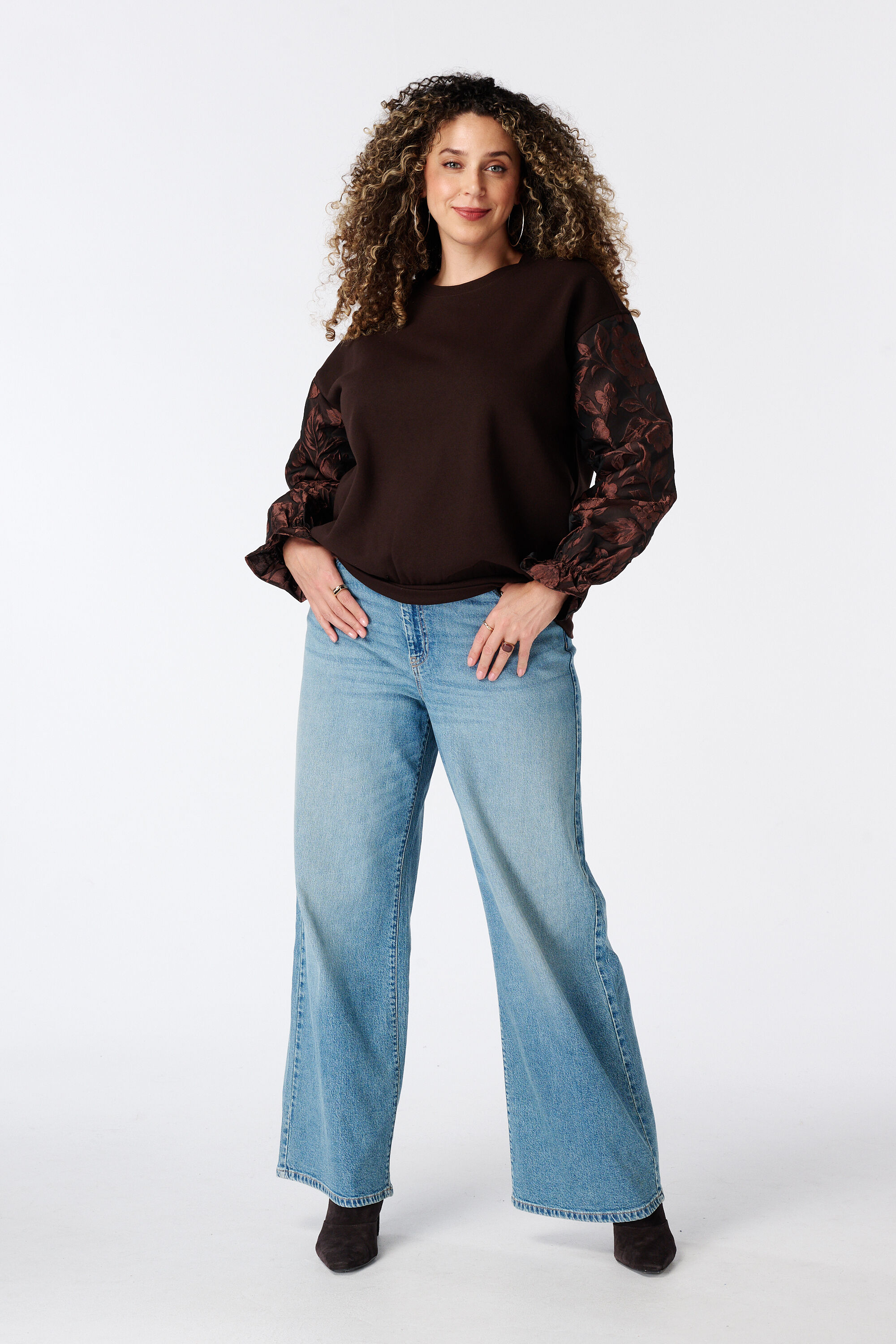 Sweater met jacquard mouwen image number 5