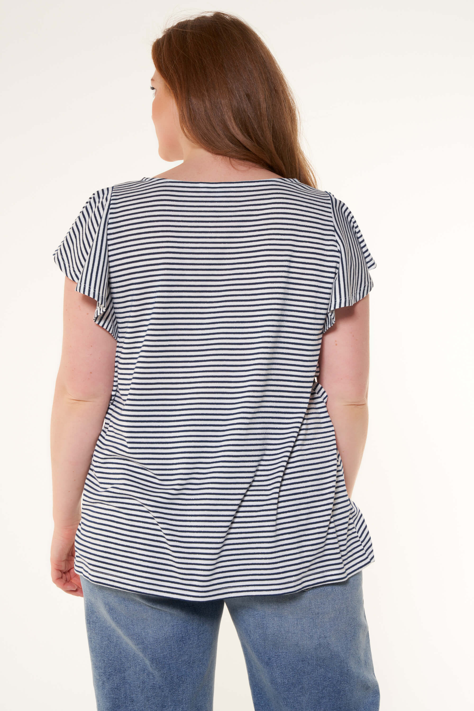 Gestreepte t-shirt met lurex image number 3