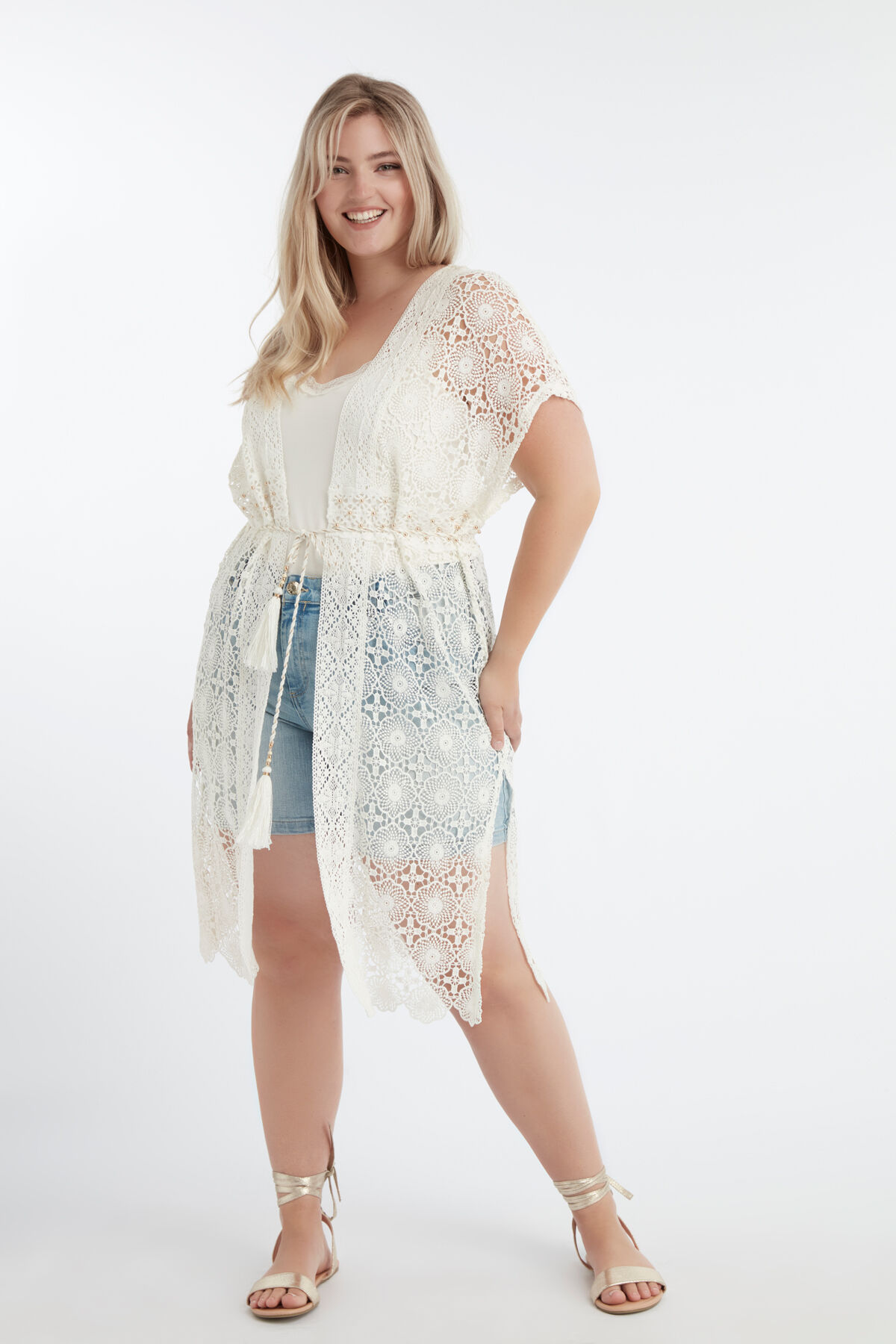 Crochet vest met strikkoord image number 3