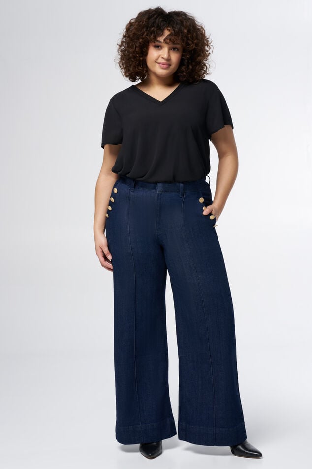 Denim pantalon met gouden knopen image number 0