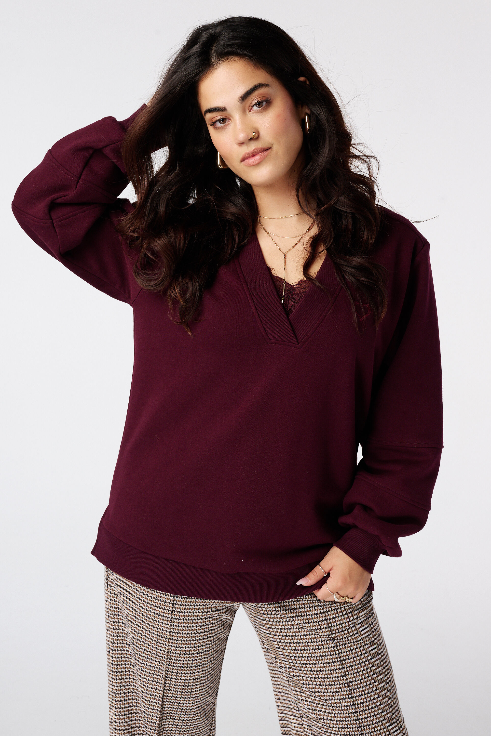 Sweater met v-hals