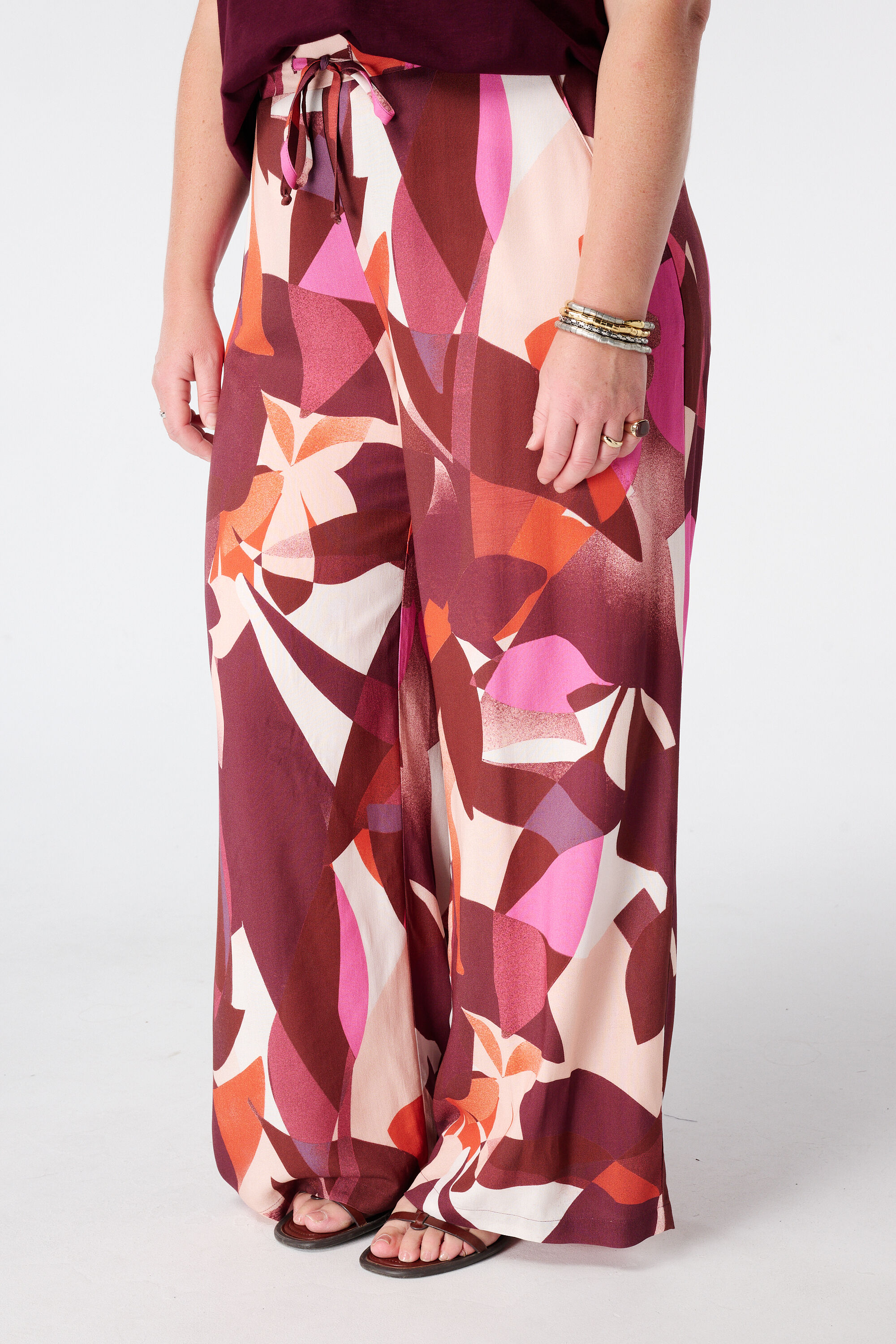 Wide leg broek met print image number 5