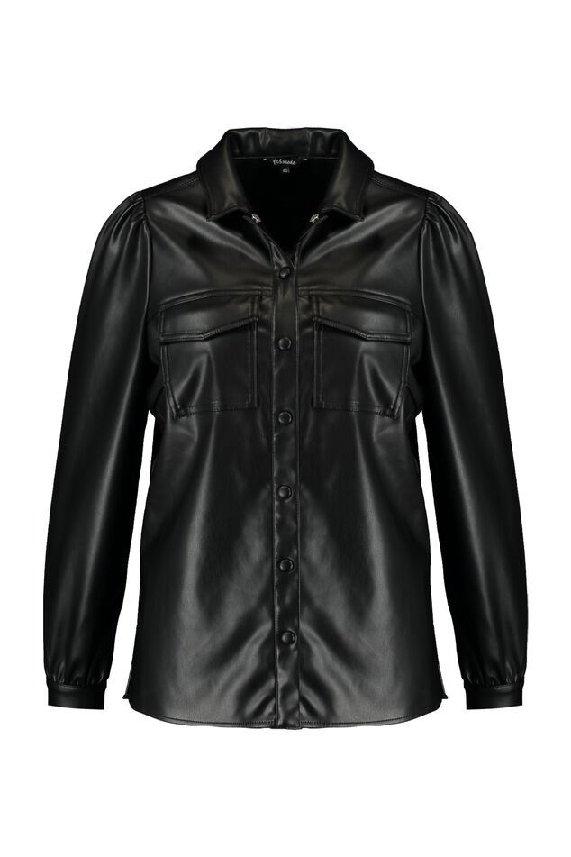 Imitatieleren blouse met pofmouwen image number 1