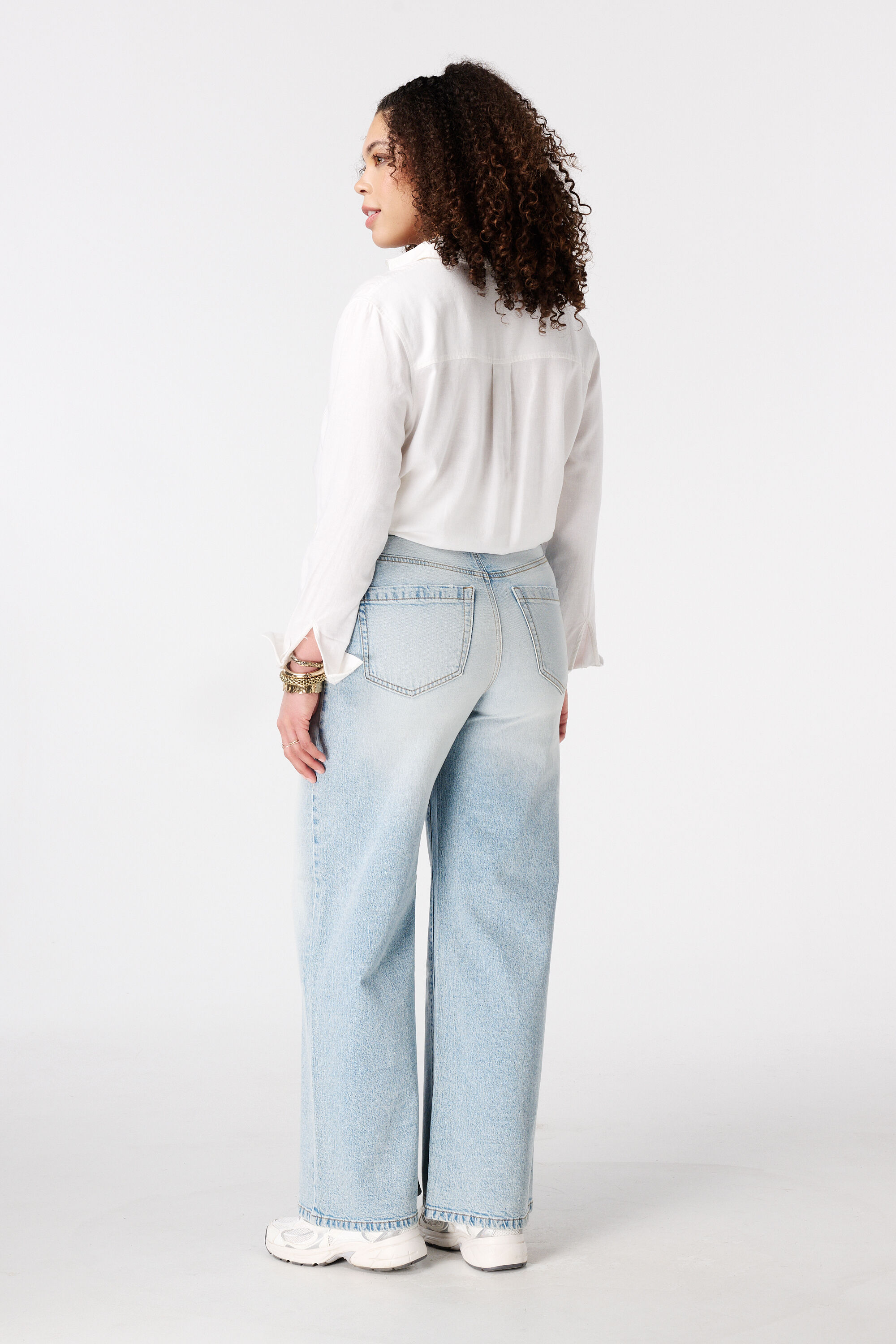 Wide leg jeans met hoge taille image number 3