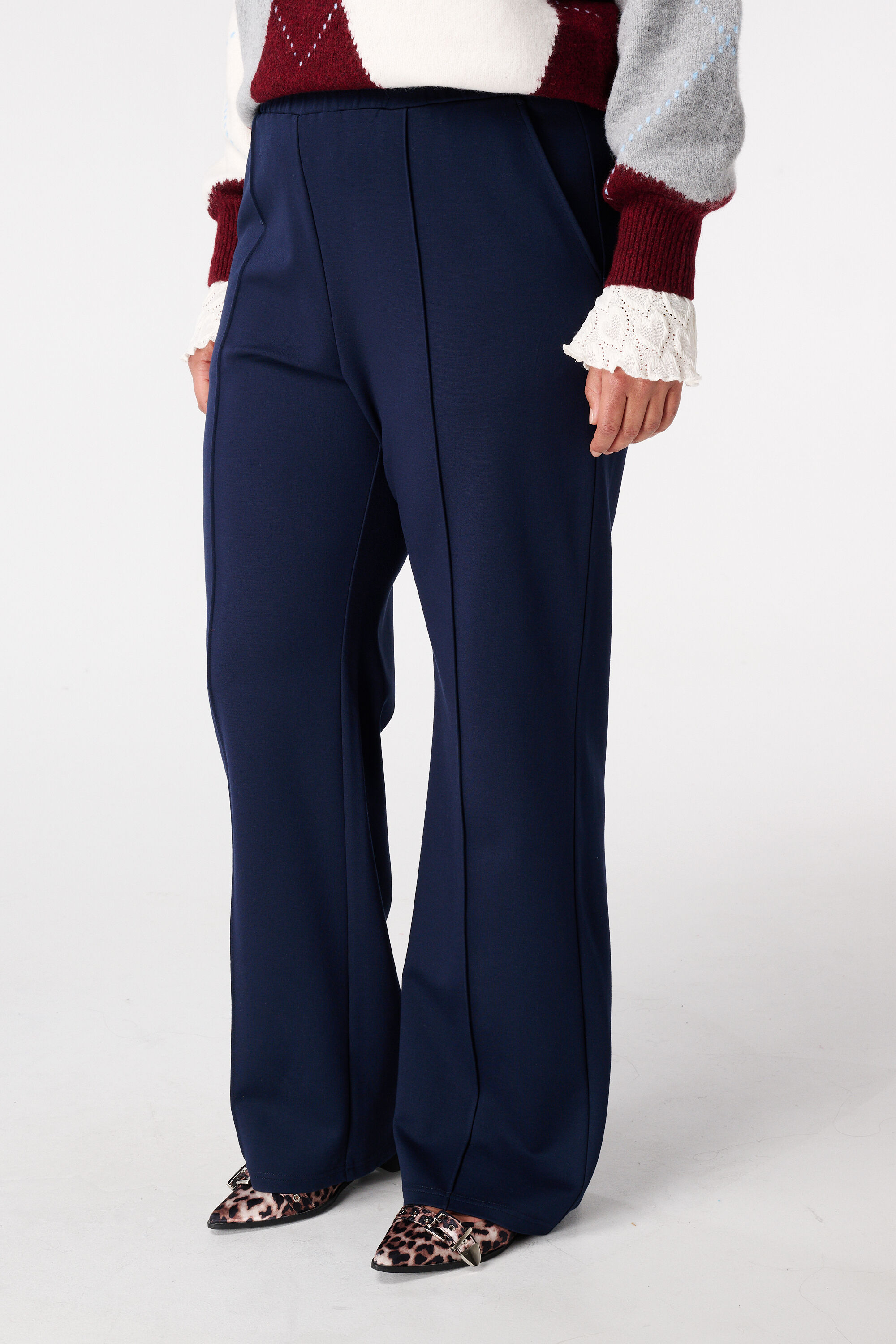 Wide leg pantalon met siernaden image number 5