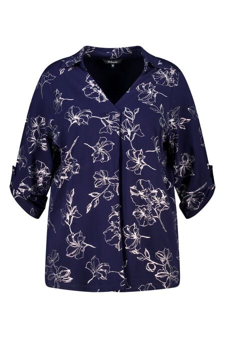 Top met stretch en foil print Top met stretch en foil print