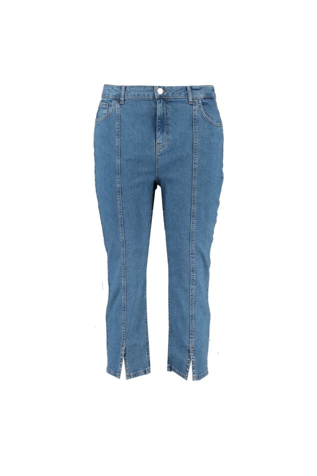 7/8 skinny jeans met studs en split image number 1