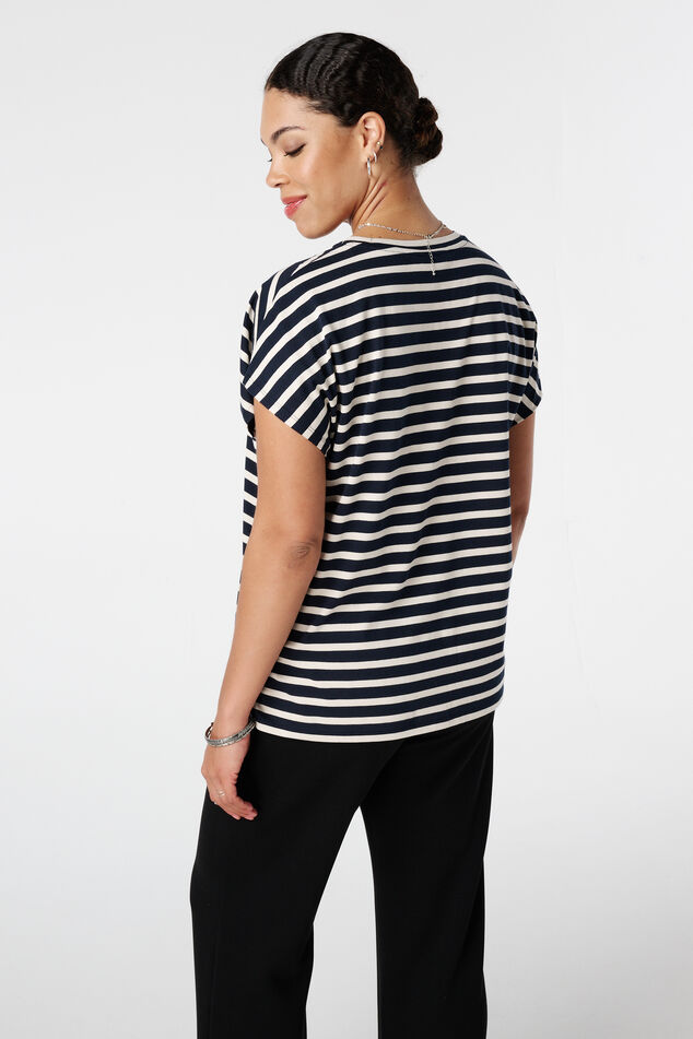 Gestreept t-shirt met opdruk image number 3