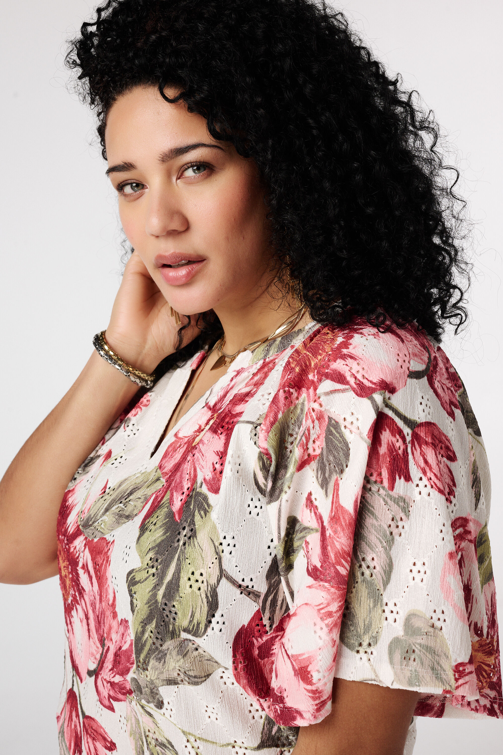 Kanten top met print image number 4