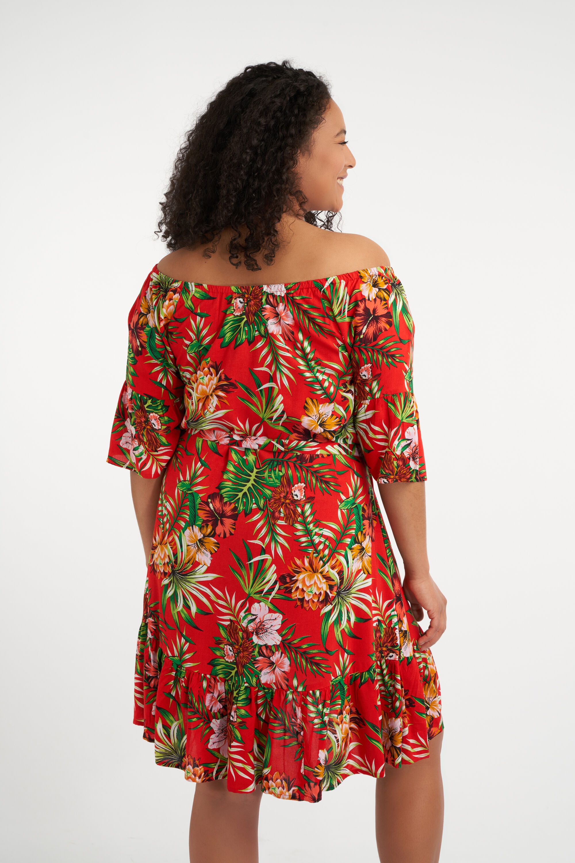 Off shoulder jurk met print image number 4