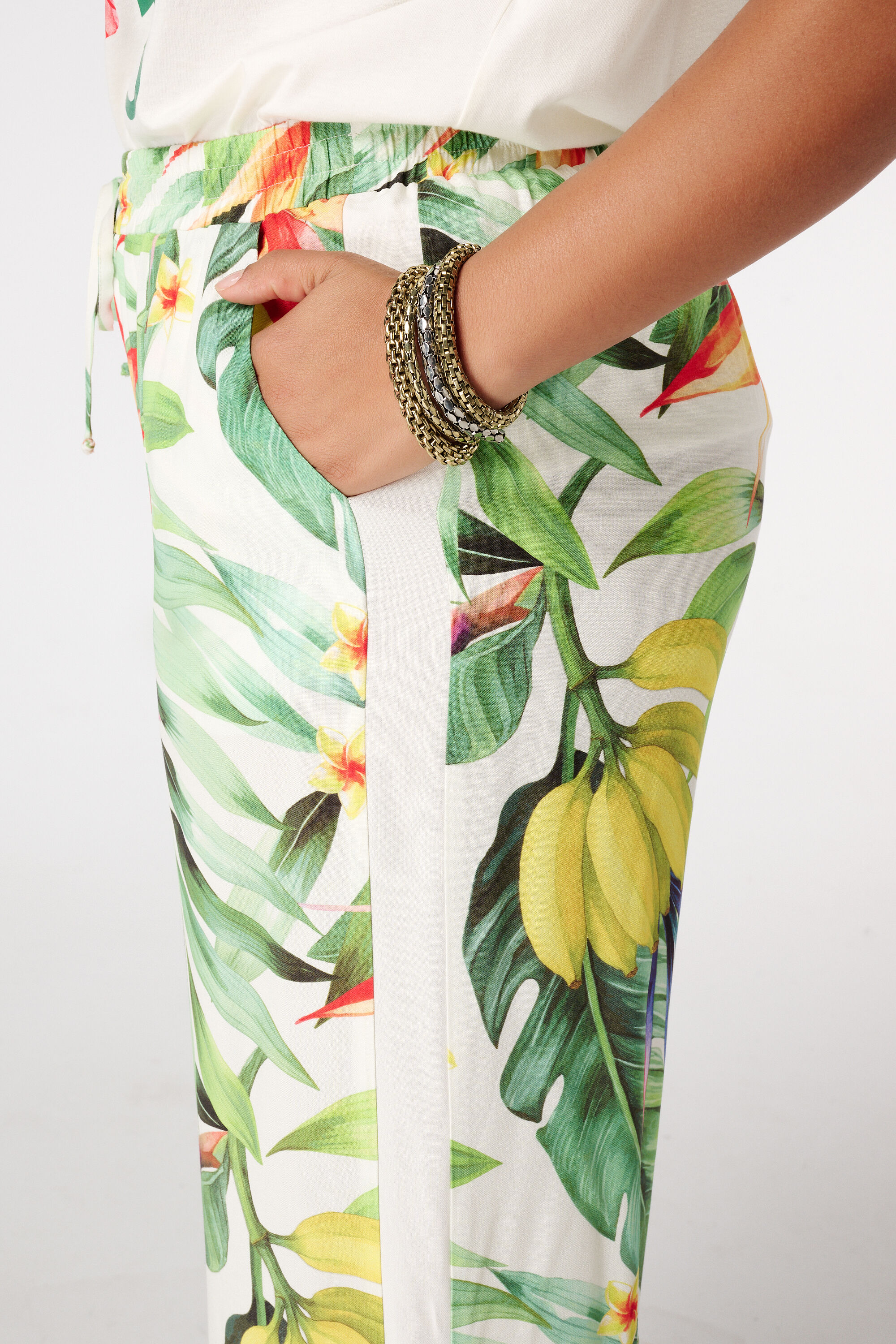 Wide leg broek met print image number 4