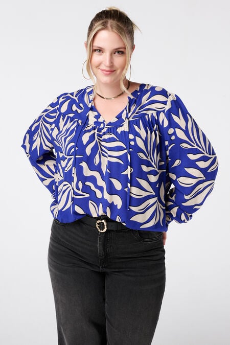 Blouse met print en klosjes Blouse met print en klosjes