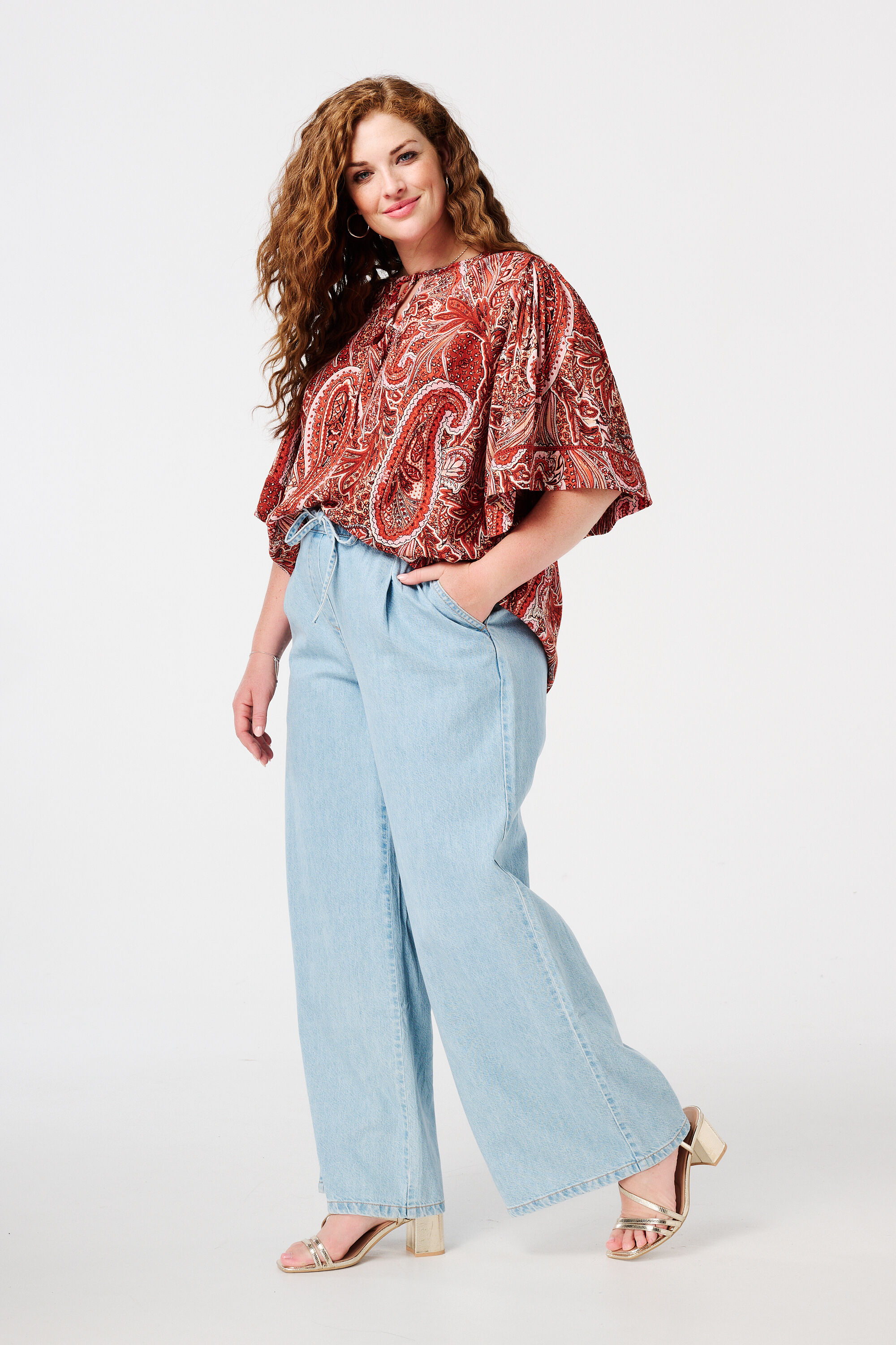 Blouse met print en strikdetail image number 5