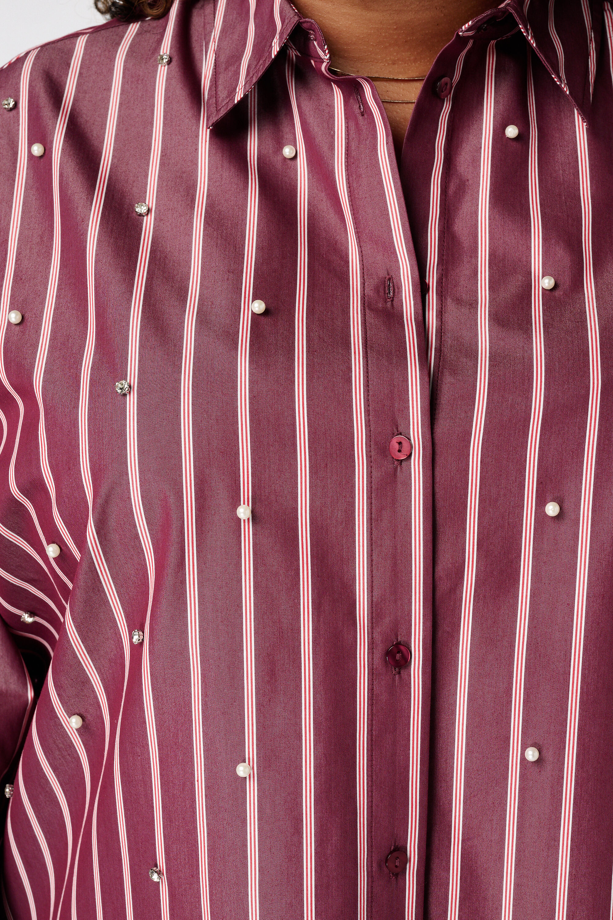 Gestreepte blouse met parels image number 6