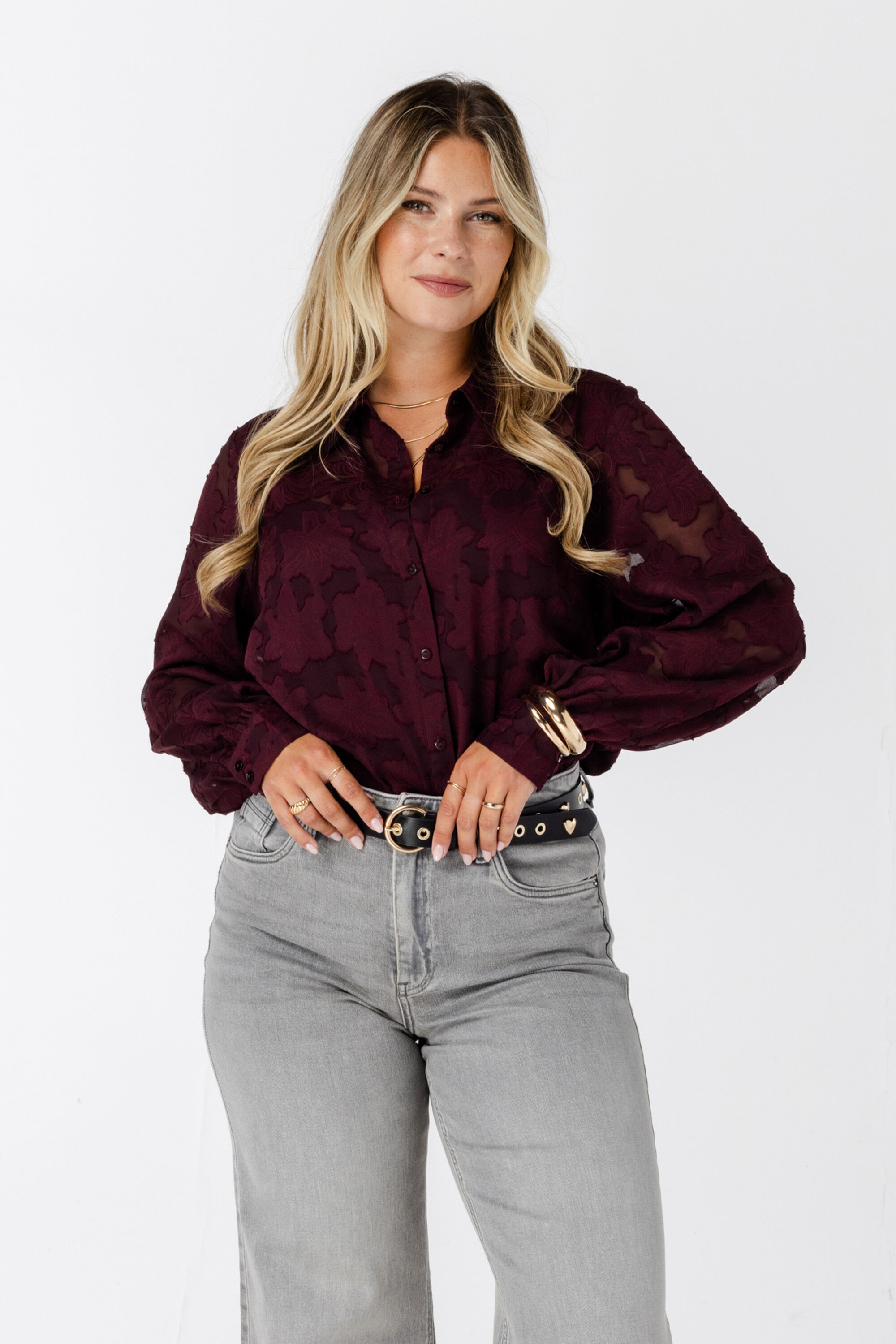 Sheer blouse met bloemen structuur