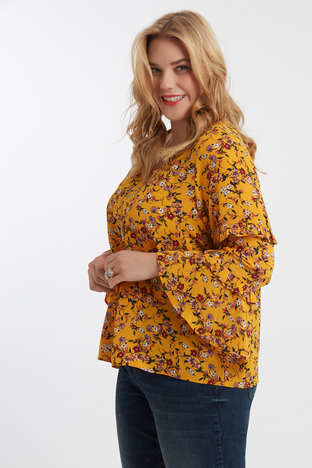 Blouse met volant mouwen image number 5