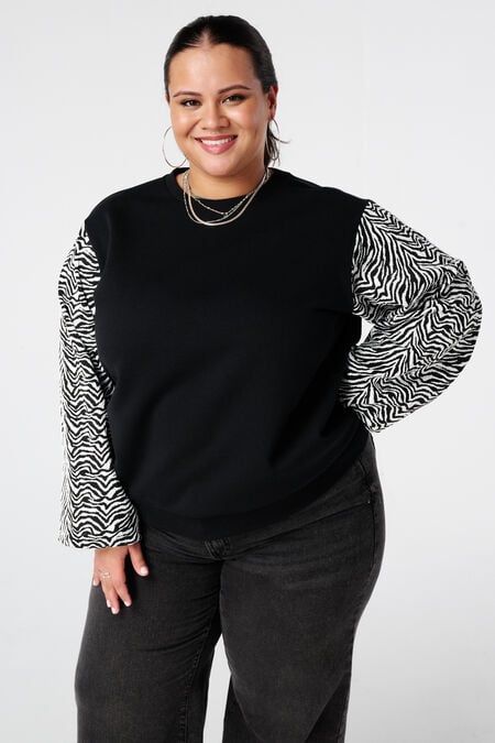 Sweater met ballonmouwen met opdruk Sweater met ballonmouwen met opdruk