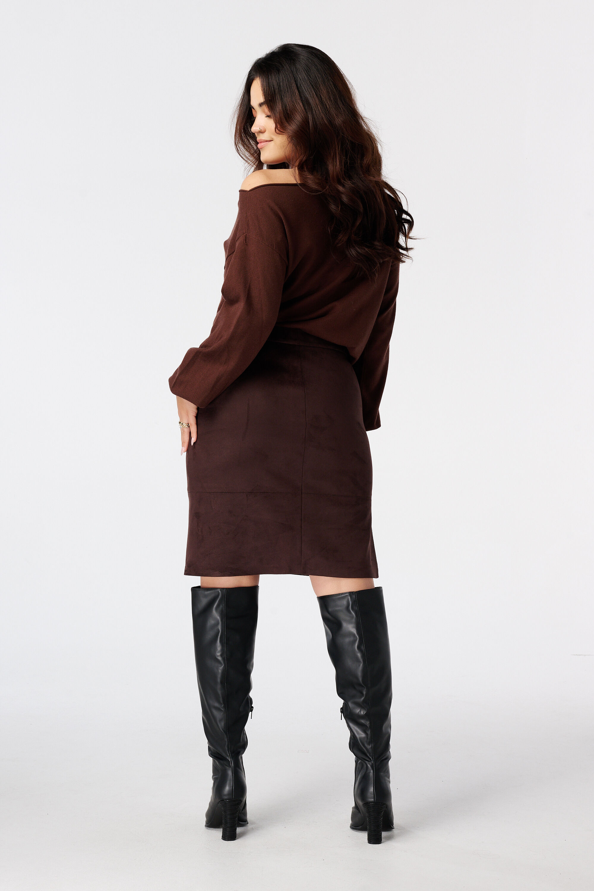 Rok met split in su&egrave;de look image number 3