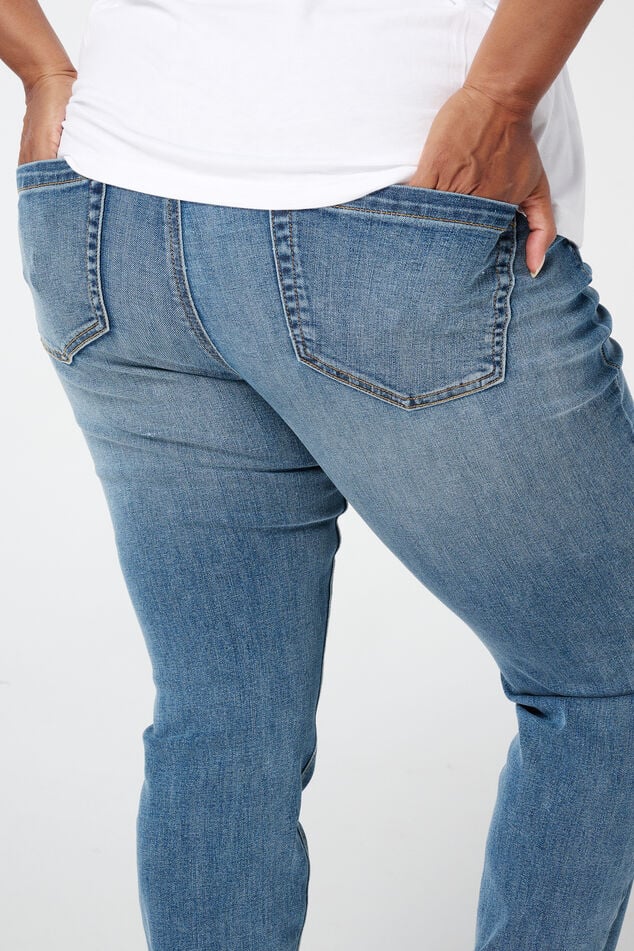 Skinny leg high waist jeans CHERRY image number 4