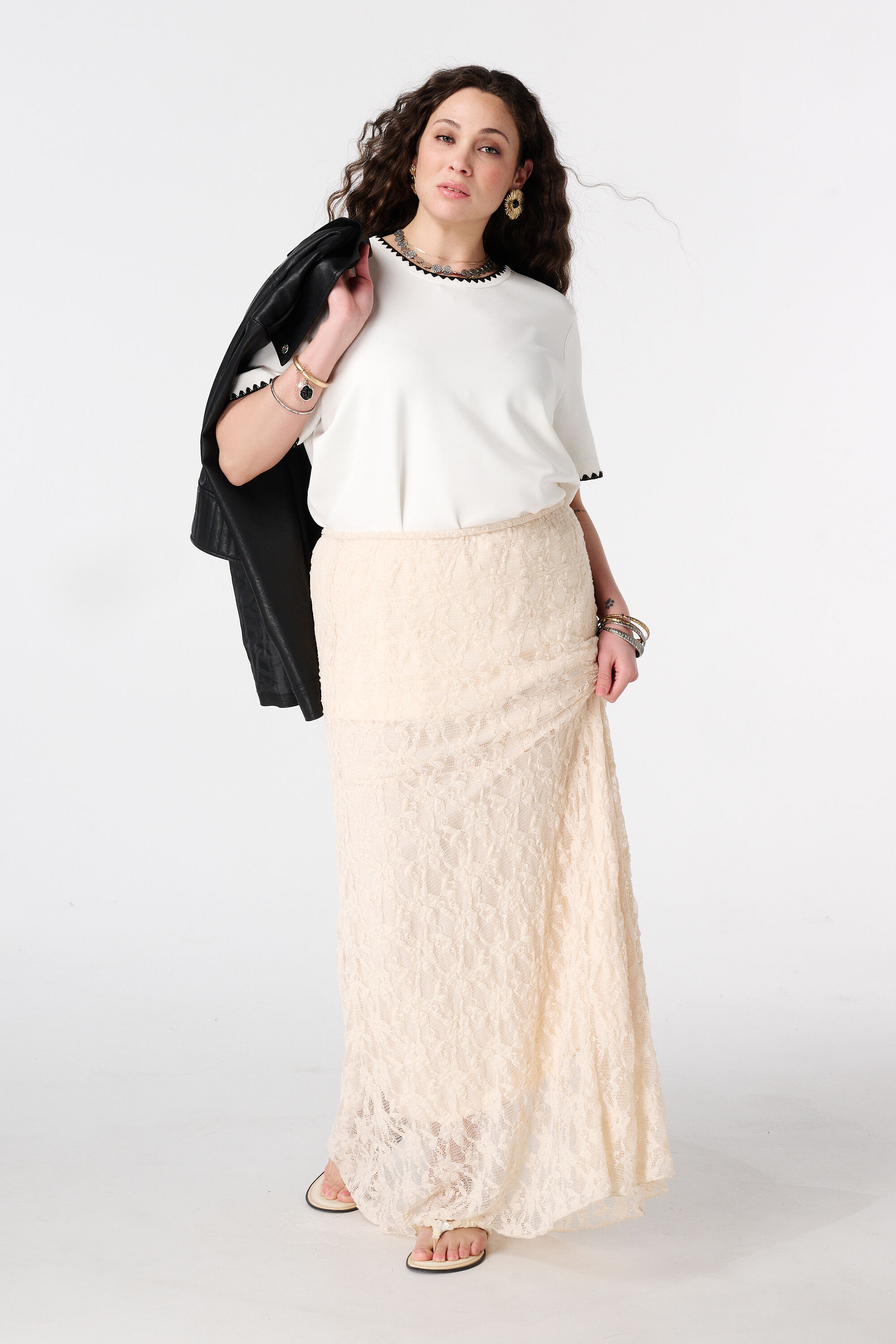 T-shirt met sierranden