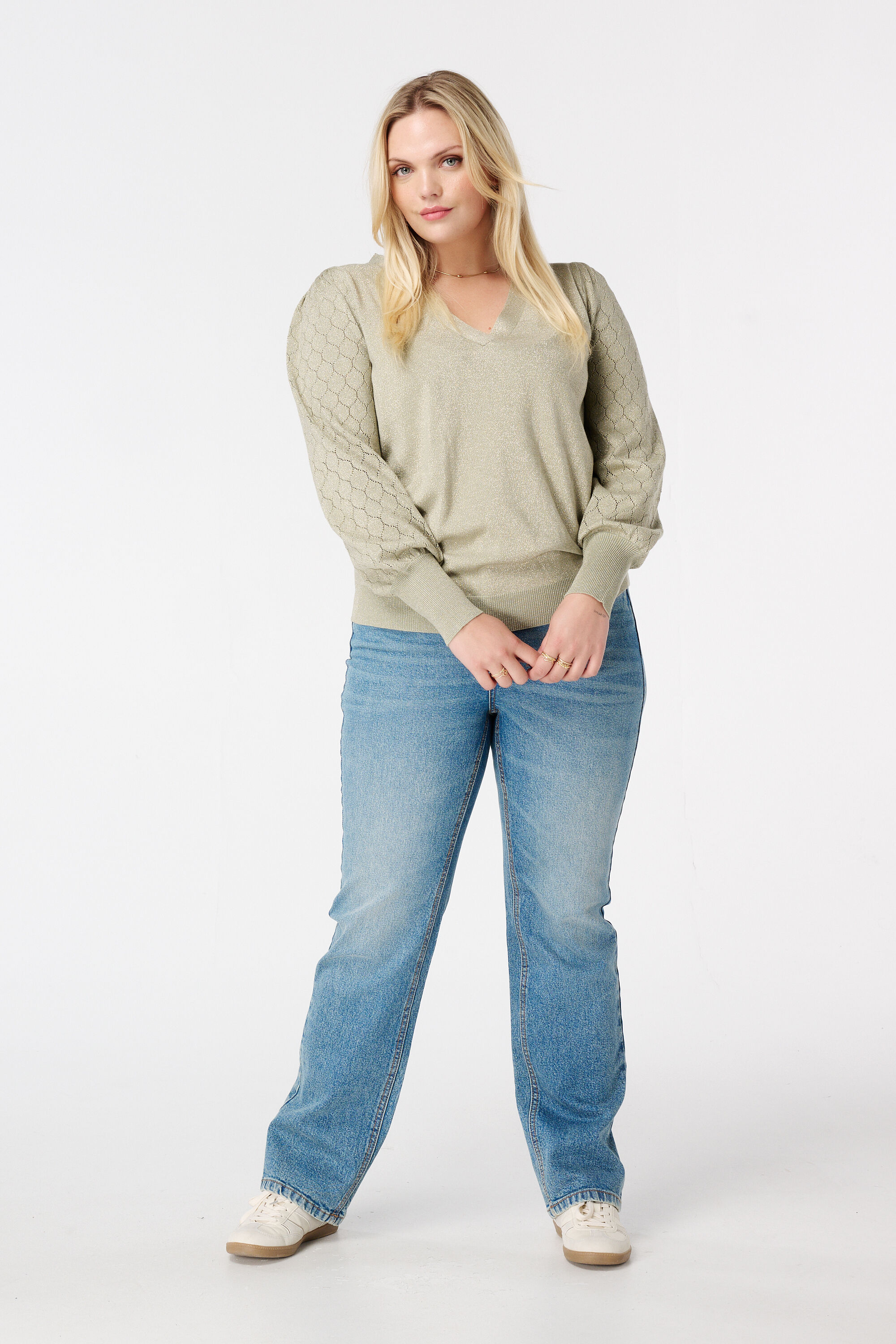 Trui met lurex en details op de mouwen image number 5