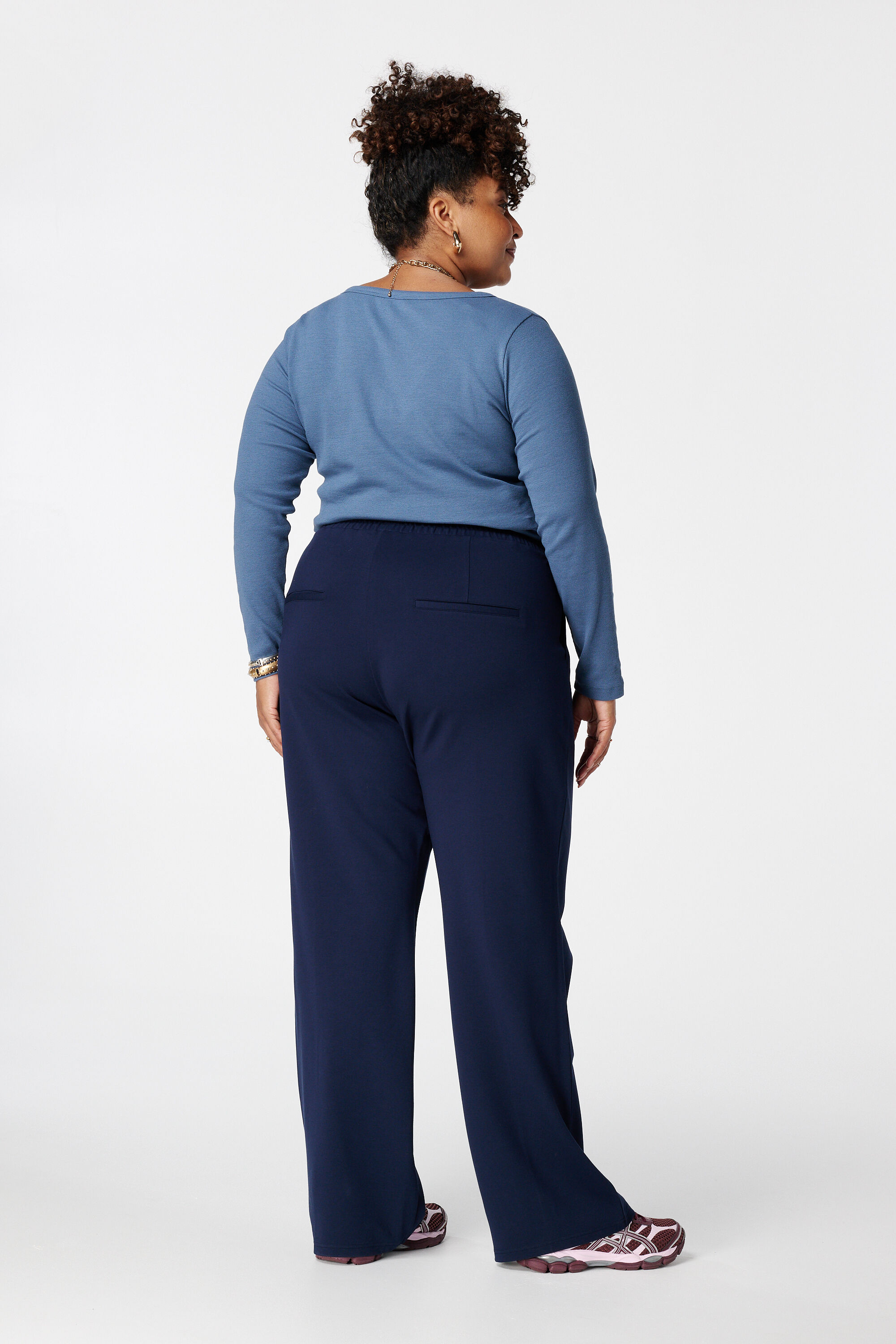 Wide leg pantalon met siernaden image number 3