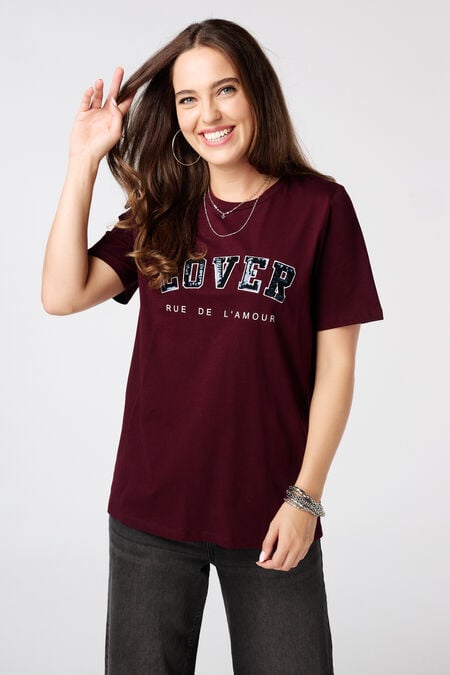 T-shirt met tekst van pailletten T-shirt met tekst van pailletten
