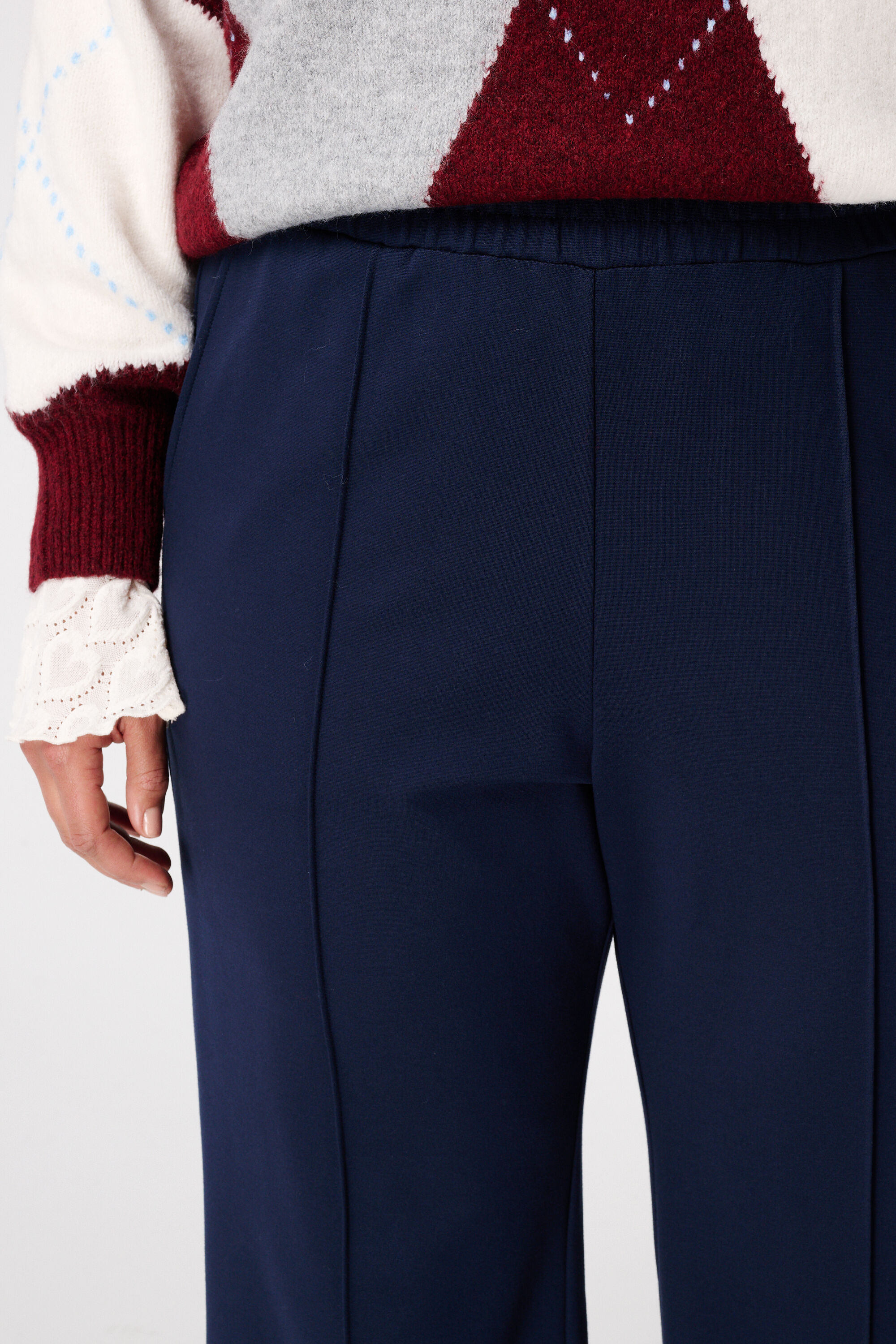 Wide leg pantalon met siernaden image number 4