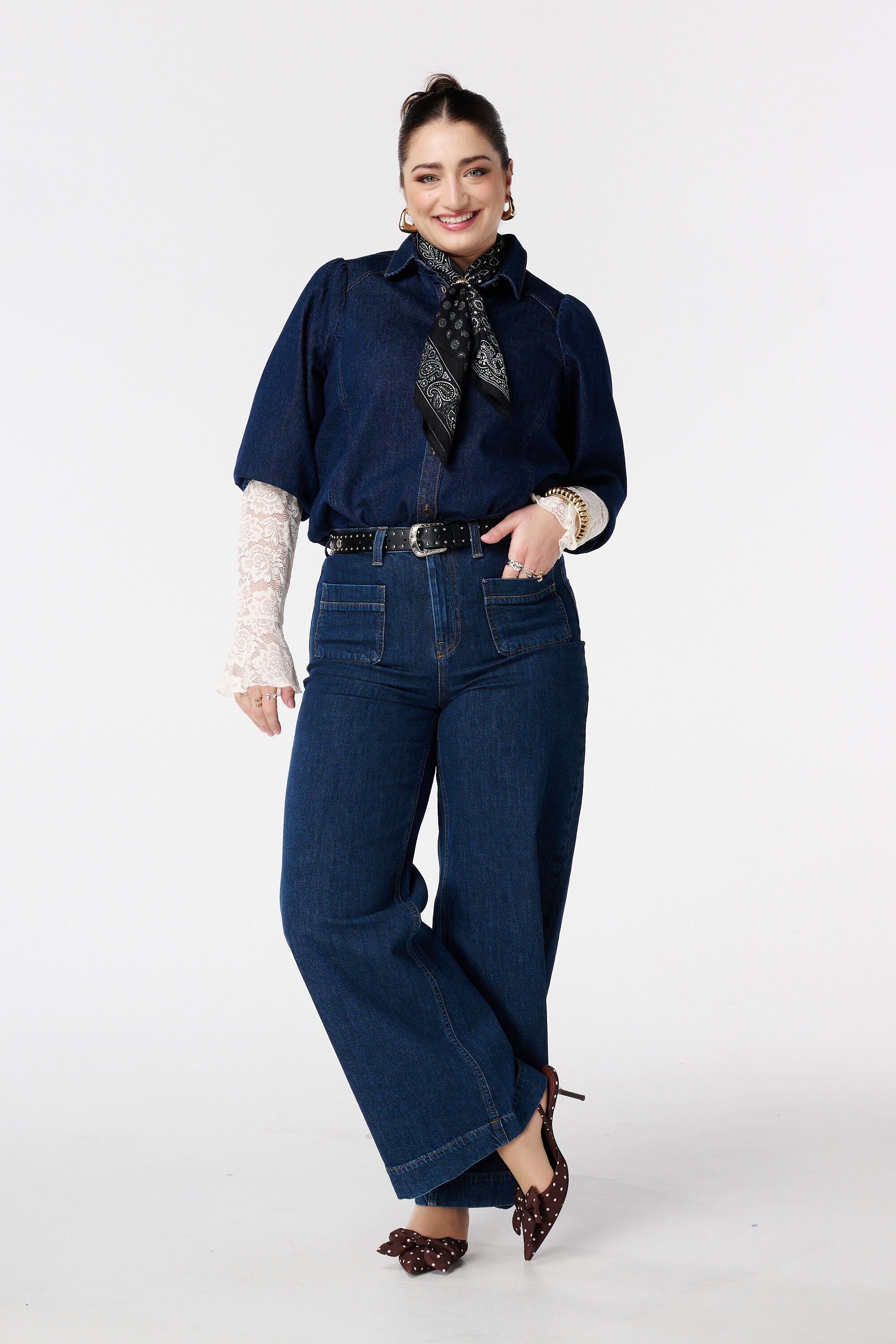 Wide leg jeans met steekzakken