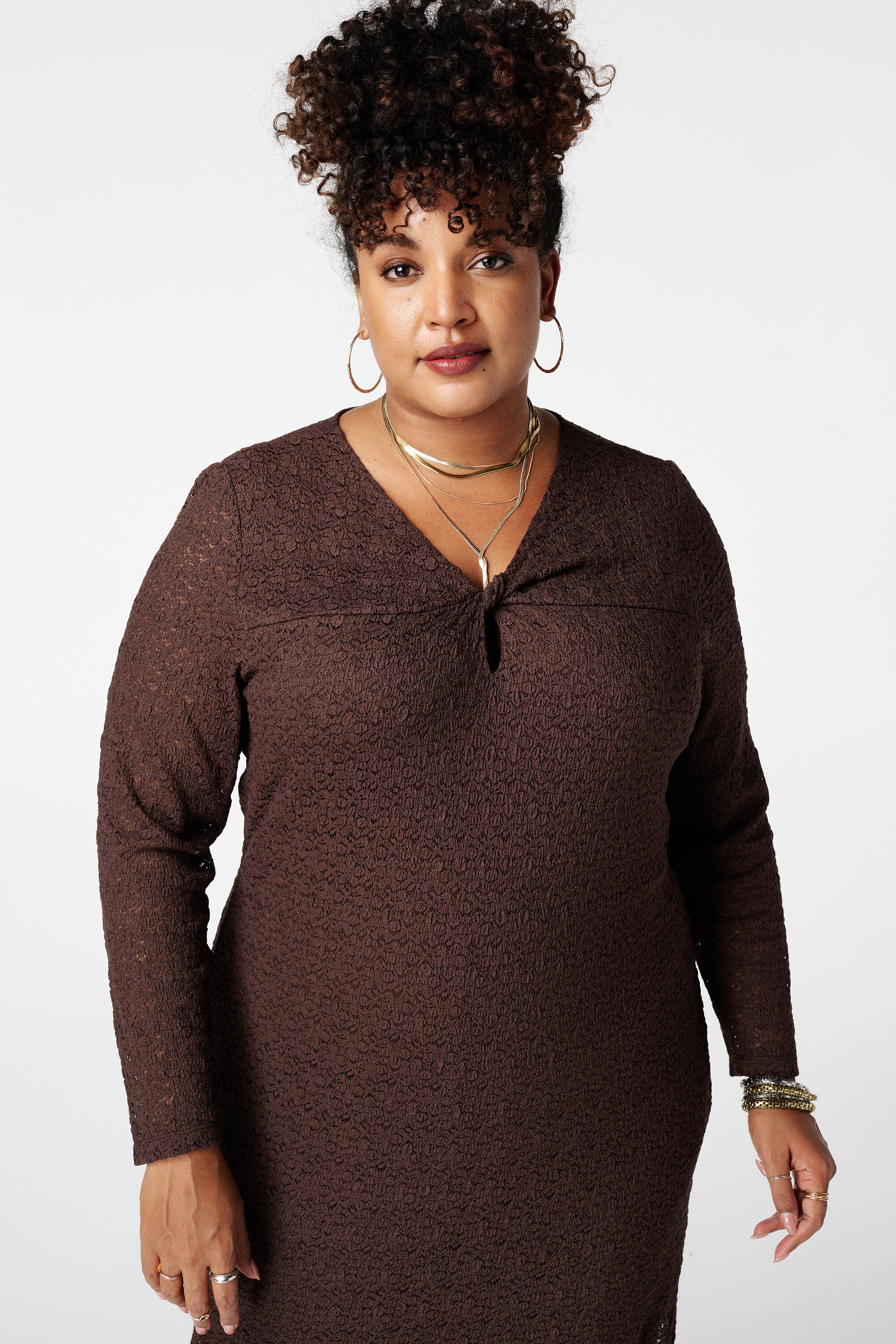 Kanten midi jurk image number 4