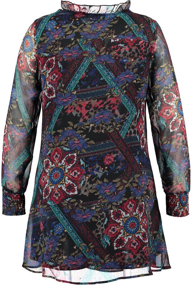 Wijdvallende jurk met volant image number 2