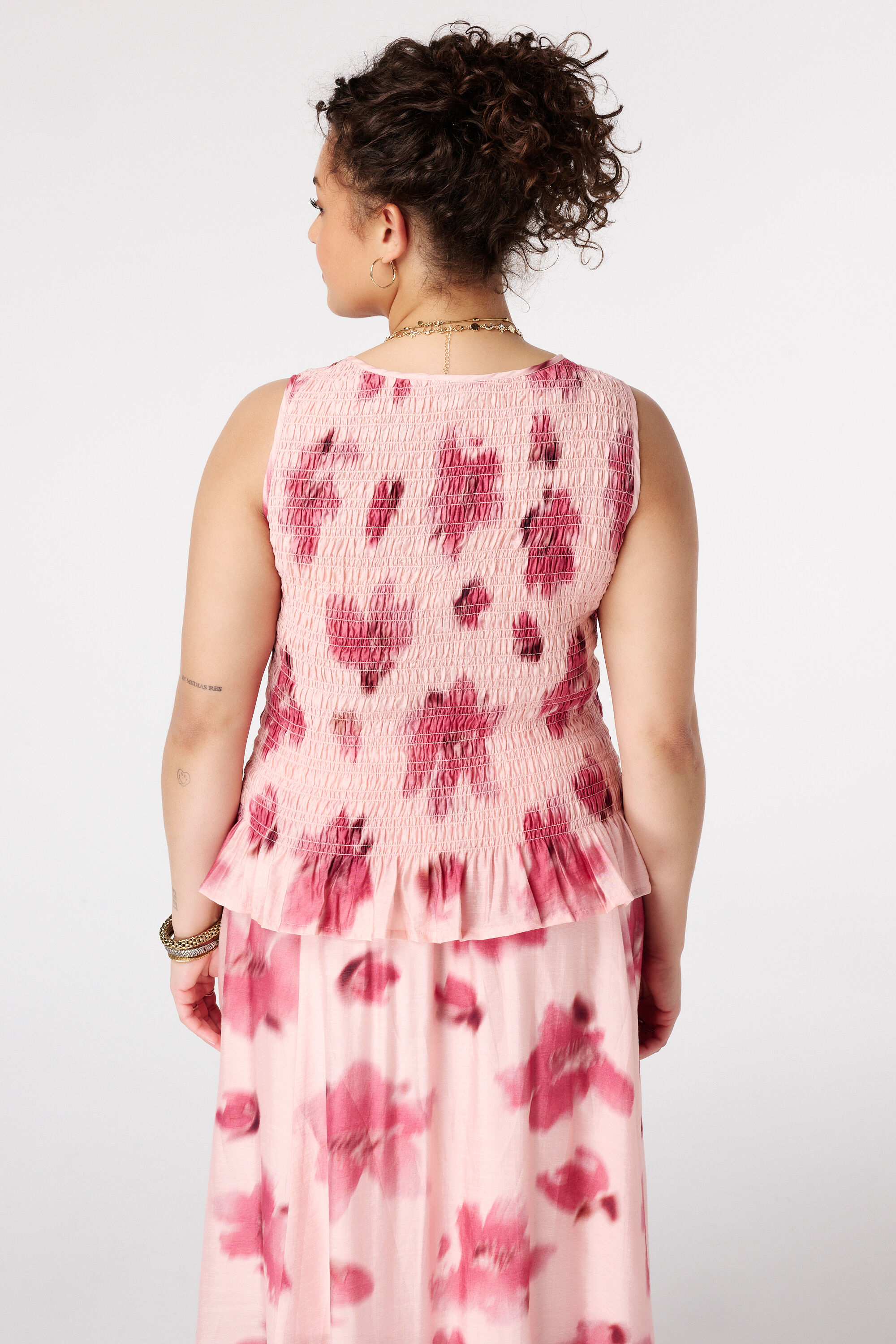 Gesmokte blouse met polka dot image number 3