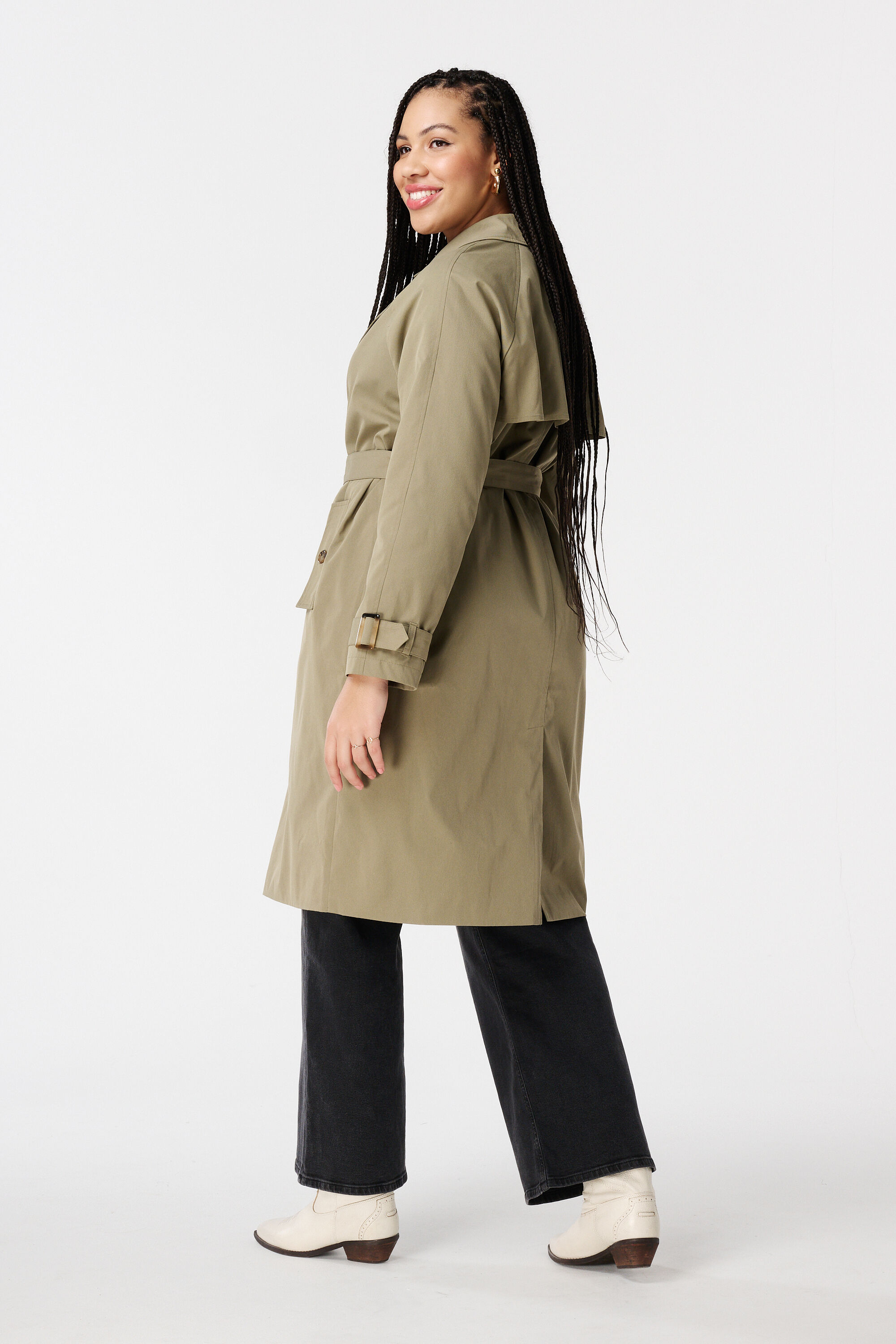 Trenchcoat met tortoise details image number 3