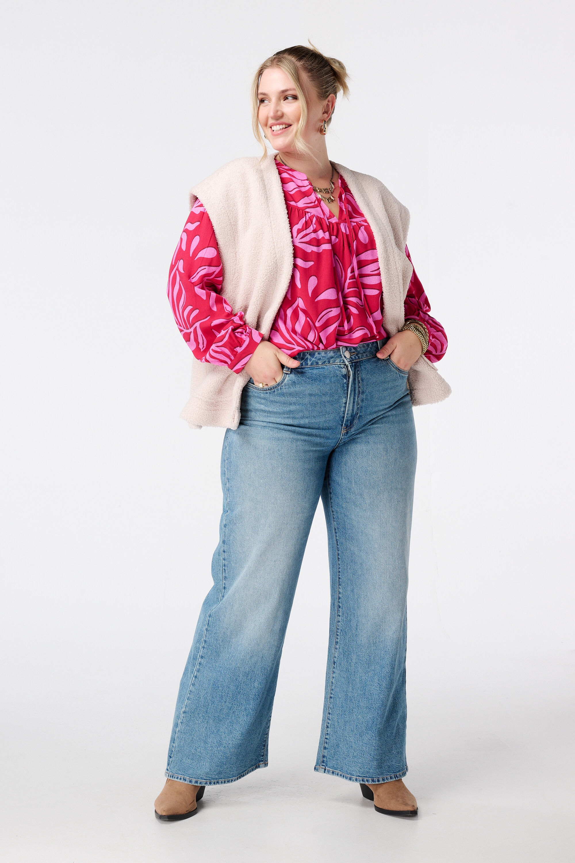 Blouse met print en klosjes image number 5