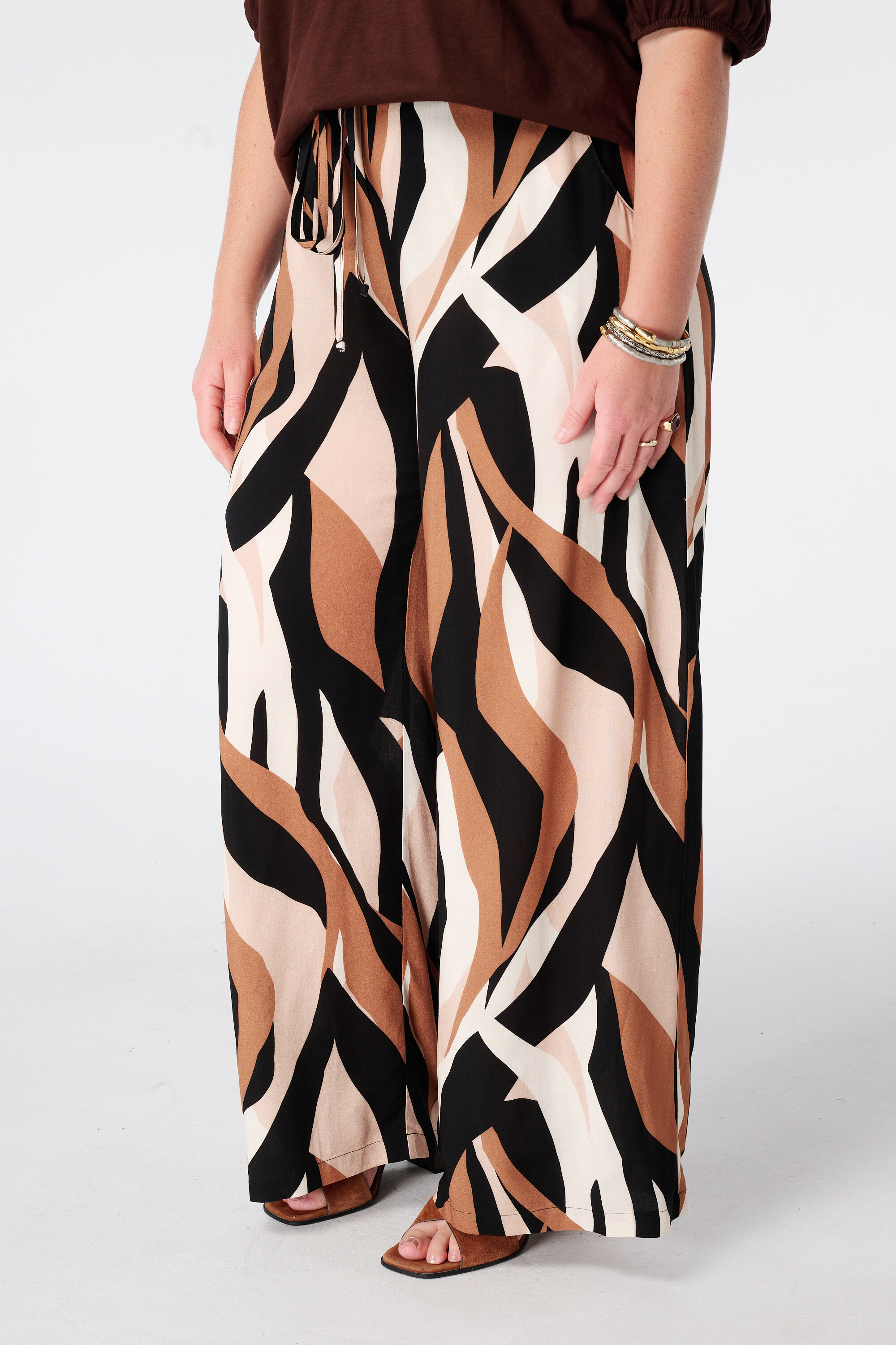 Wide leg broek met print image number 5