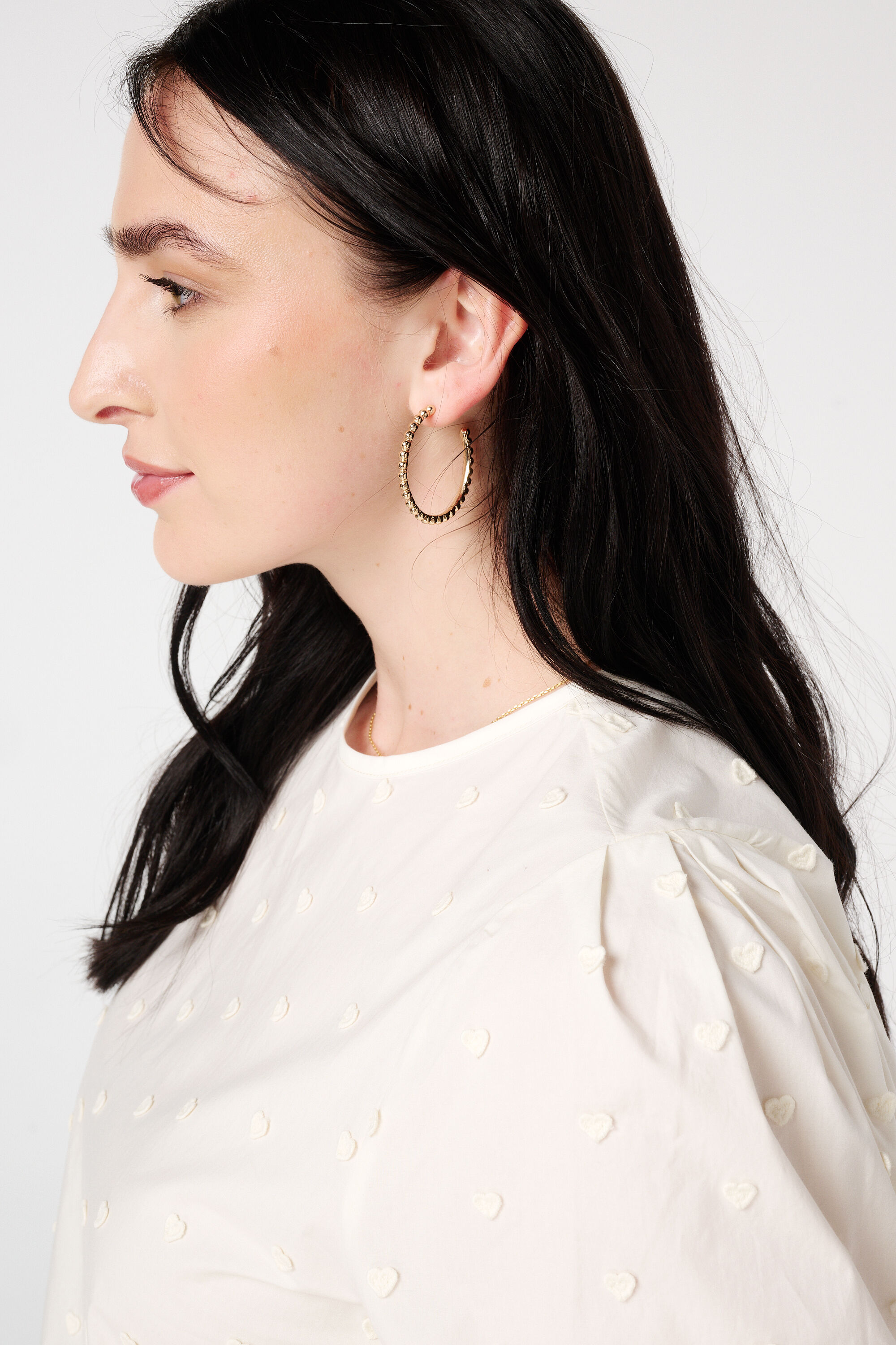 Blouse met geborduurde hartjes en driekwart mouwen image number 4